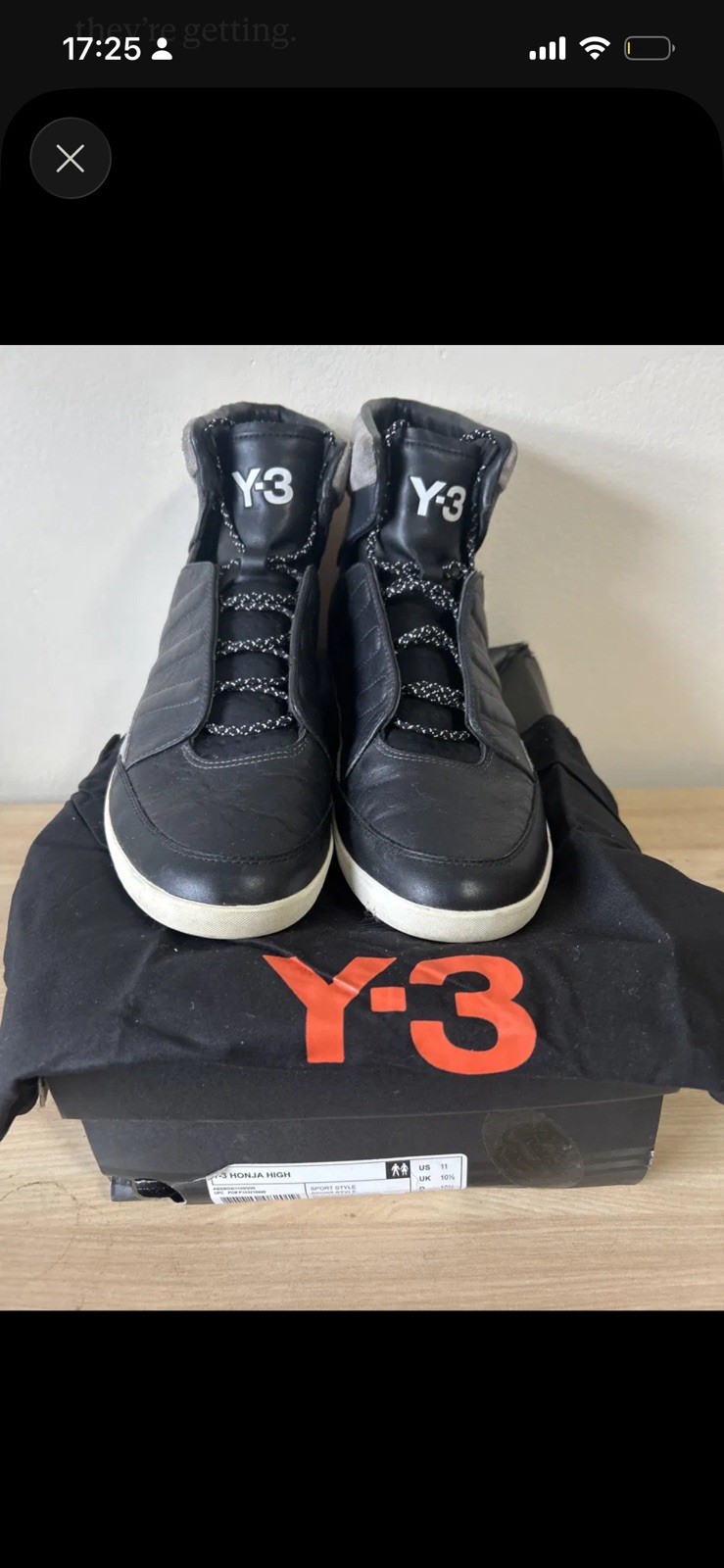Y-3 Honja High Men’s High Top Lace-Up Sneakers Solid Black Brown Gray White