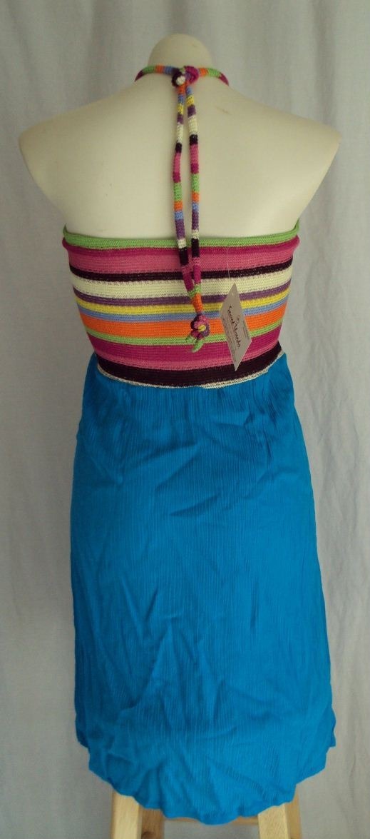 F18 Sacred Threads BLUE Summer Dress Cover Top Funky Rayon Free size SM MED