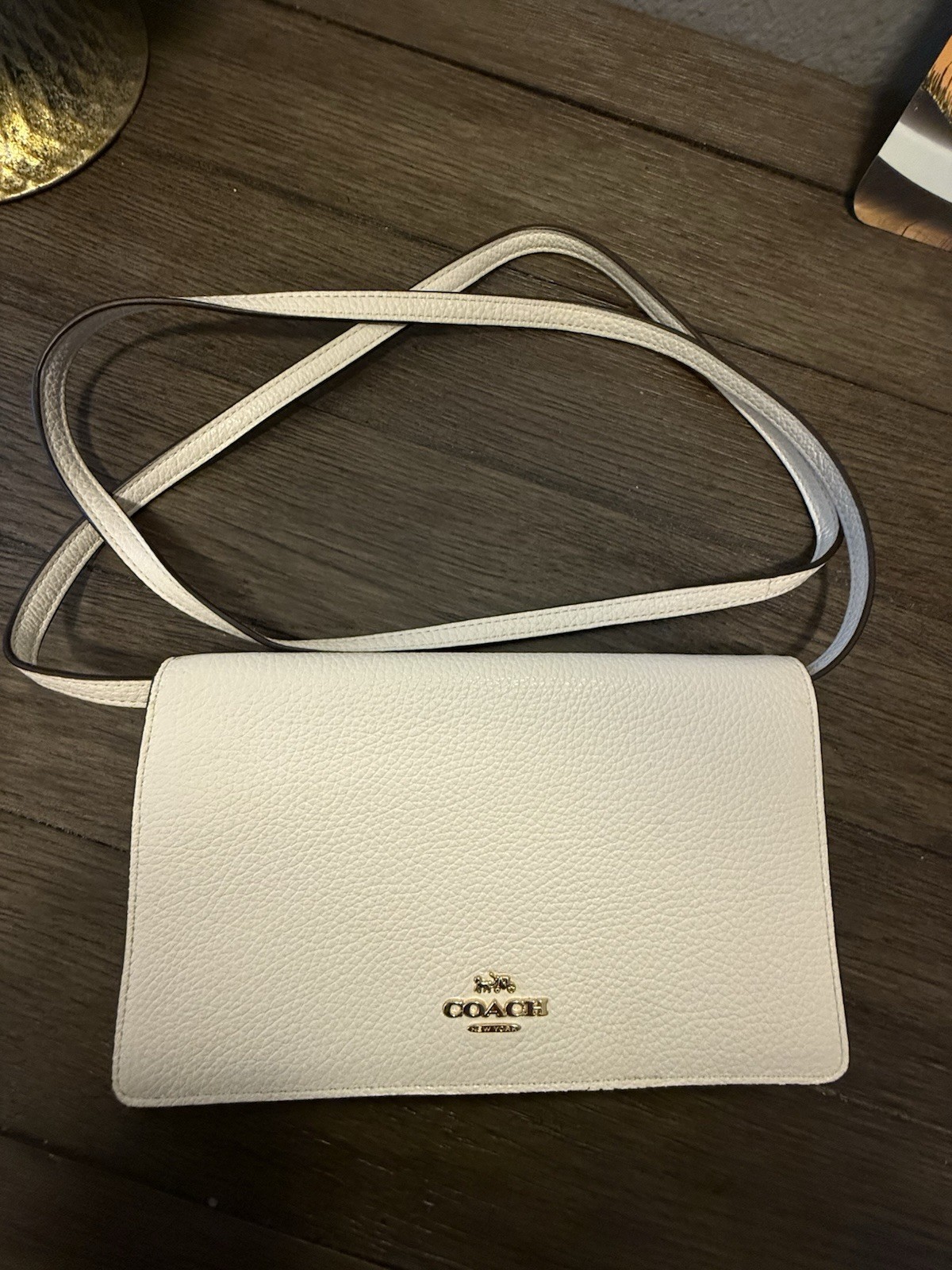 🤍 COACH Slim Crossbody & Clutch Pebble Leather Bag Chalk White – CAT21 – NWT