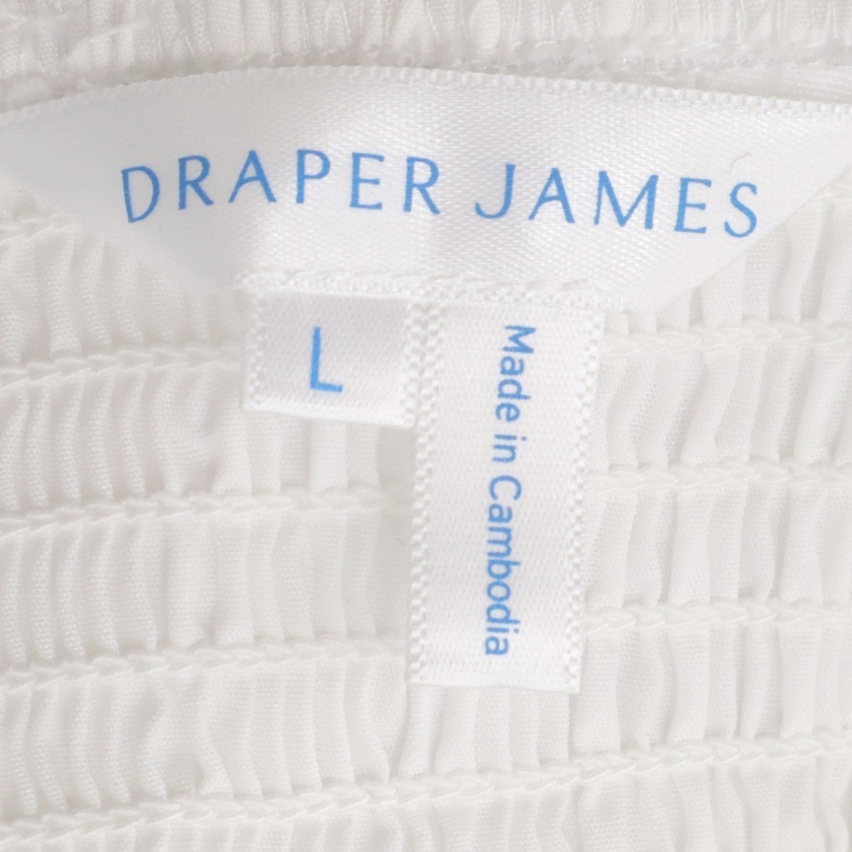 Draper James Magnolia White Puff Sleeve Mini Dress L Smocked Pockets Graduation