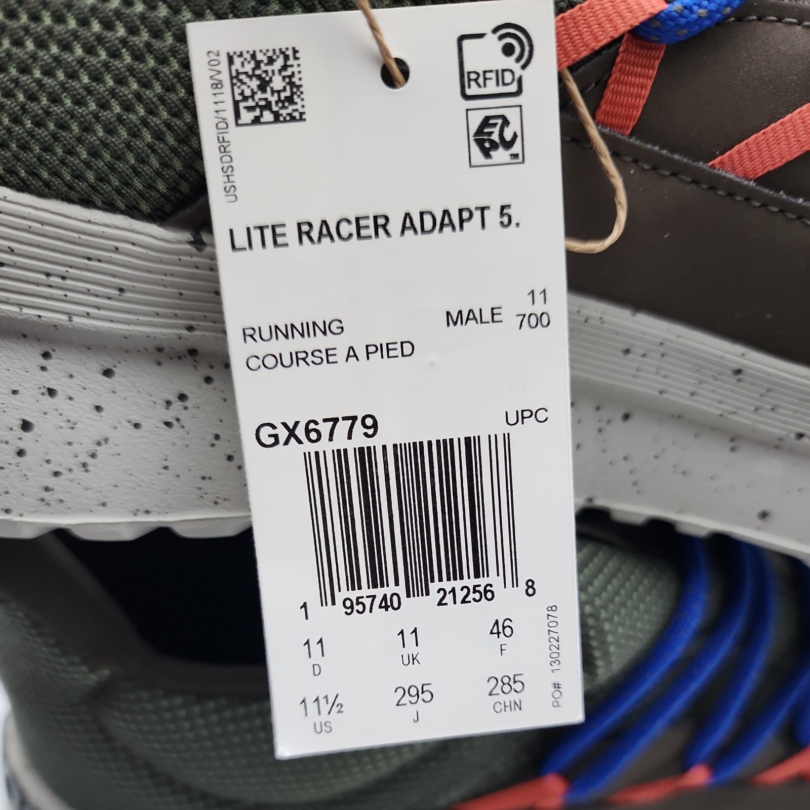Adidas Lite Racer Adapt 5.0 Men Athletic Sneakers Olive Running GX6779 Size 11.5