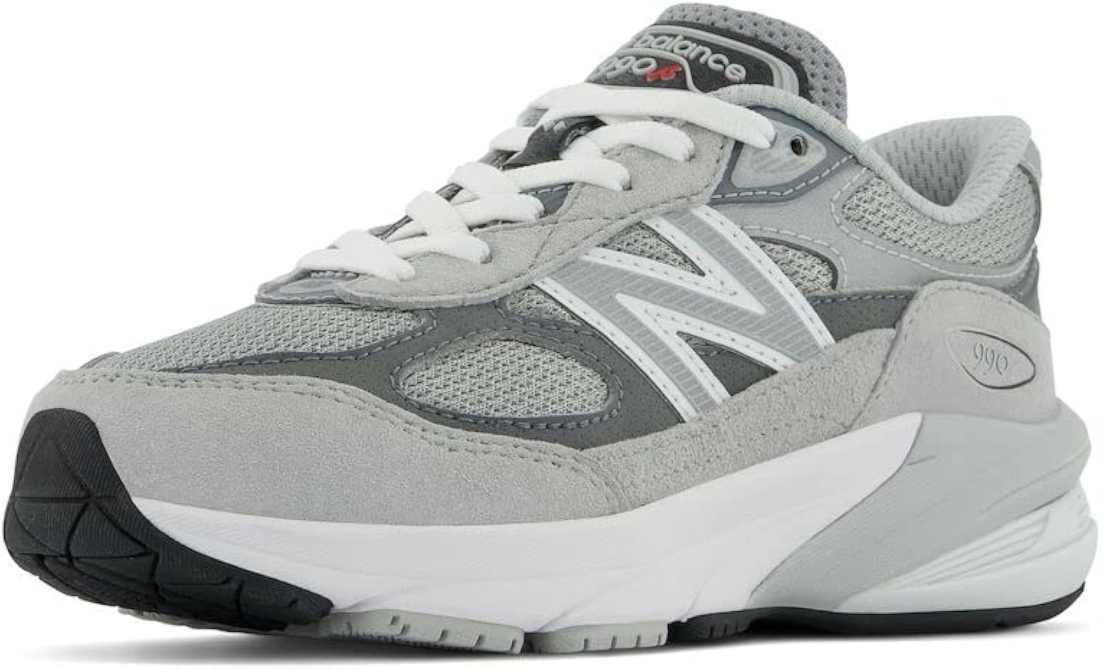 New Balance Boy’s 990 V6 Lace-up Sneaker, Grey/Silver, 1.5 X-Wide Little Kid – G