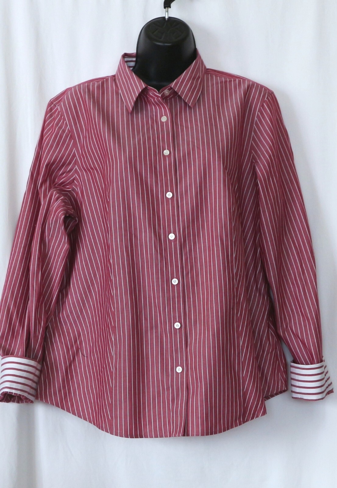 TALBOTS Wrinkle Resistant Striped Blouse 44 In Chst 26.5 In Lng Sz 14 EXC