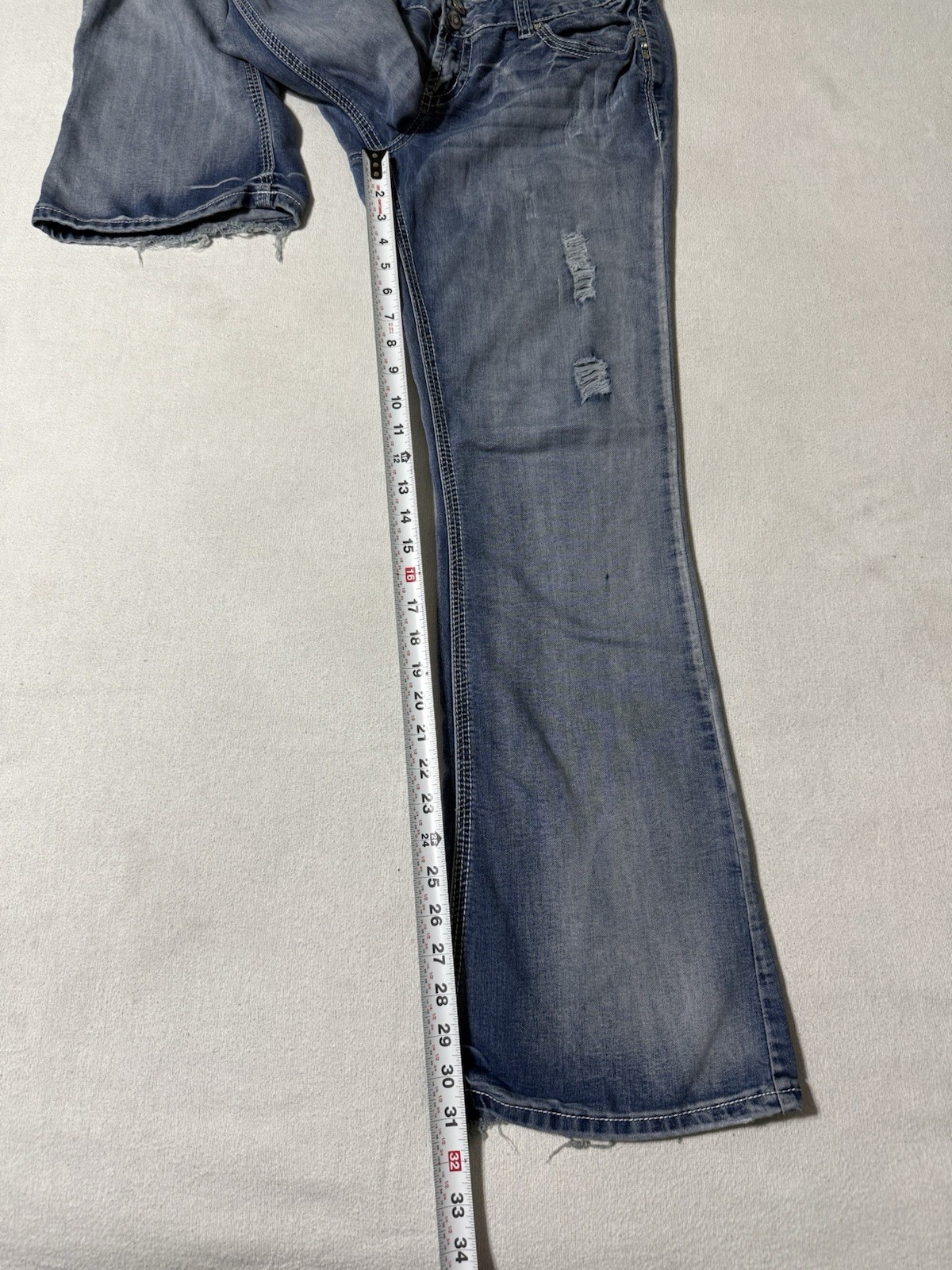 Amethyst Jeans Womens 9 Blue Bootcut Low Rise Medium Wash Distressed