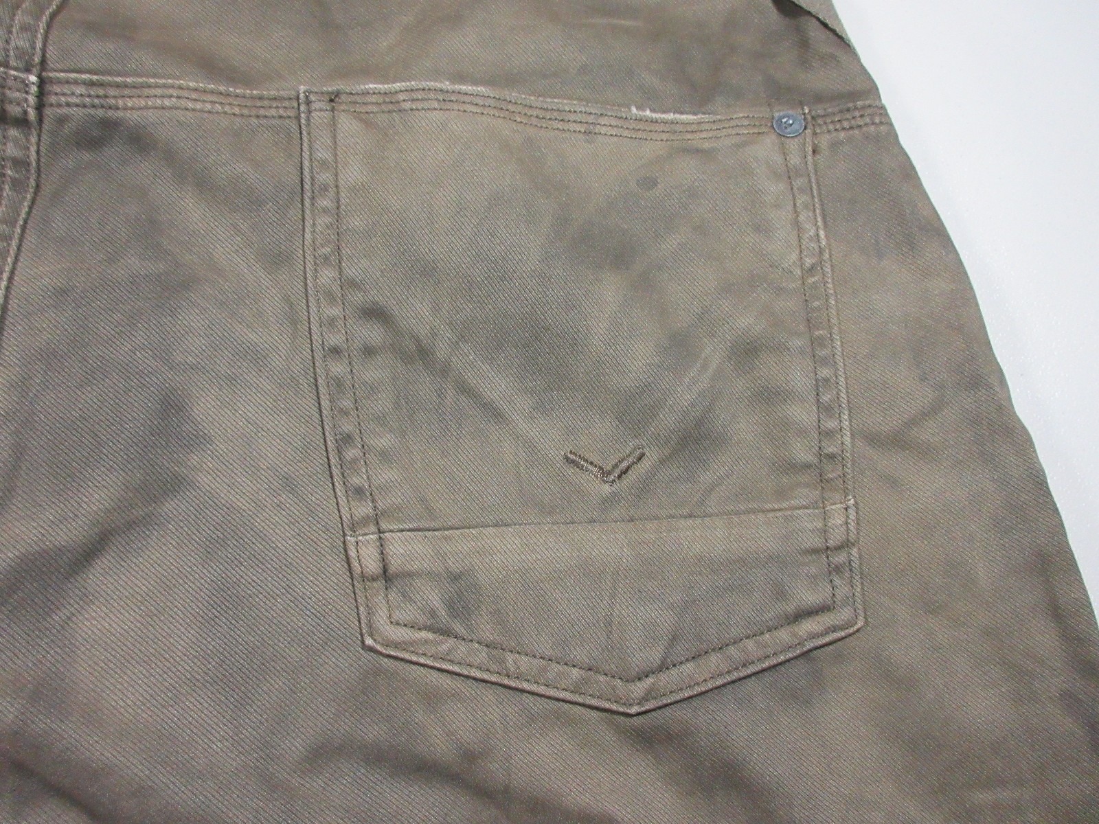 HUDSON mens brown distressed stained buttonfly Hunter work pant 34×32 NWT