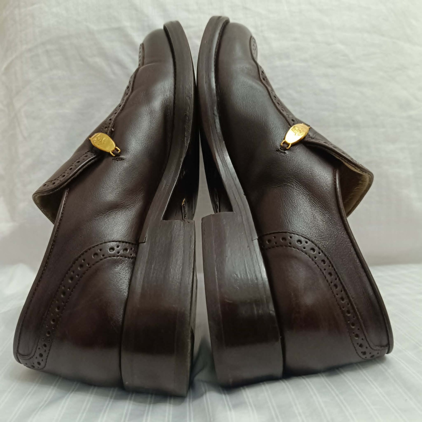 Gianni Versace Shoe Vintage Men Leather Medusa Logo Brown Loafers Sz 43 EU 10 US