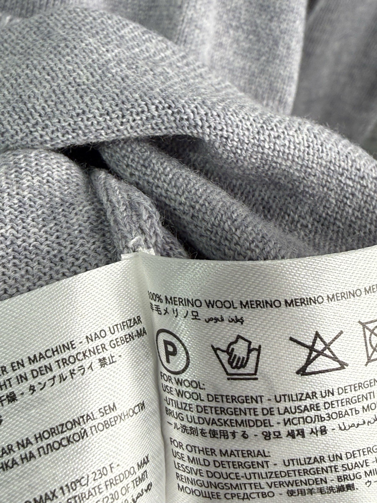 Collars & Co Gray Merino Wool Polo Sweater Bellagio Buttonless Mens Large