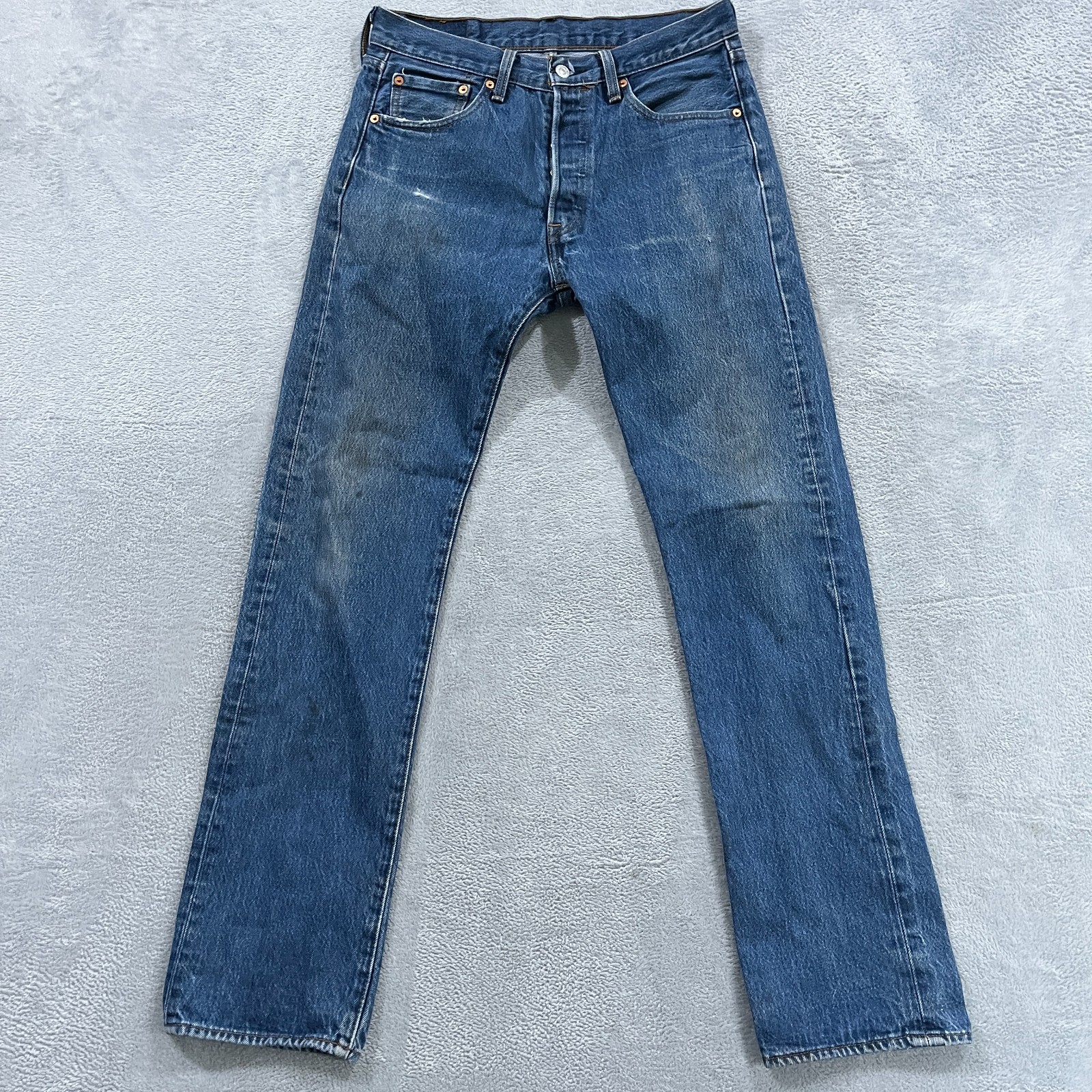 Levis 501 Original Shrink To Fit Straight Jeans Mens 32×36 (Fits 30×33) Blue