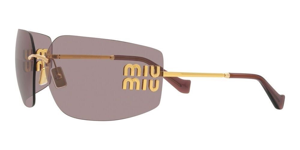 Miu Miu Sunglasses MU 54YS Gold Light Purple Brown 5AK0/6I Women Logo AUTHENTIC