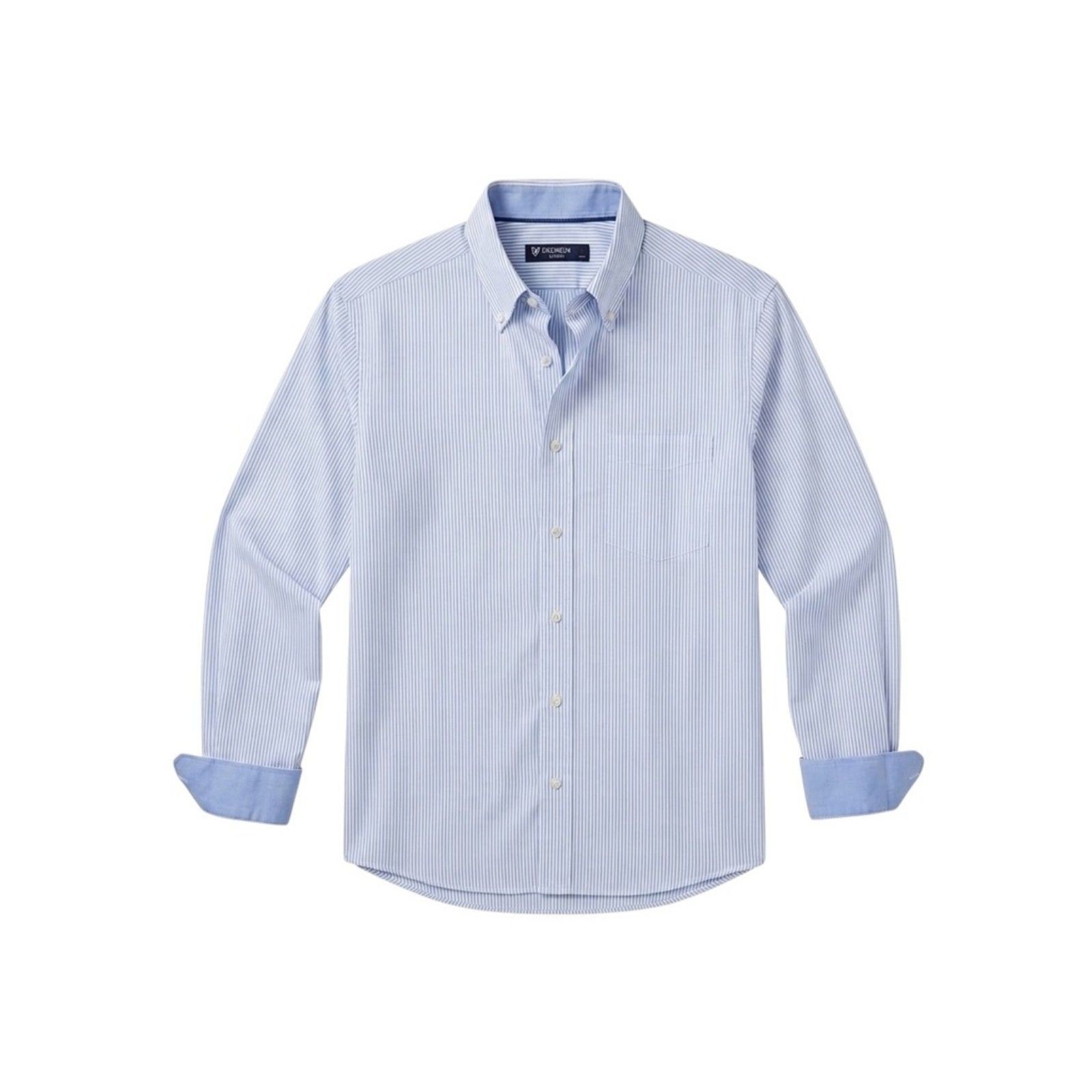 Cremieux Classics Mens Blue White Striped Button Down Shirt Contrast Cuff