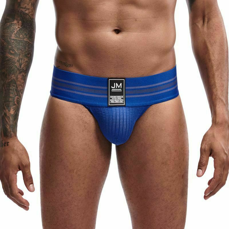 JOCKMAIL Mens Wide Belt Jockstrap Sexy Sports Cotton Briefs Thongs Underwear