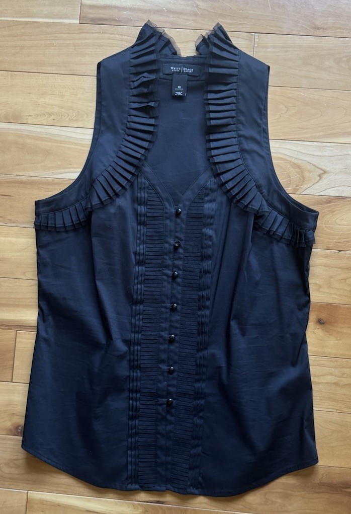 Y2K White House Black Market Black Goth Lace Pinup Tank Top Blouse Size 10