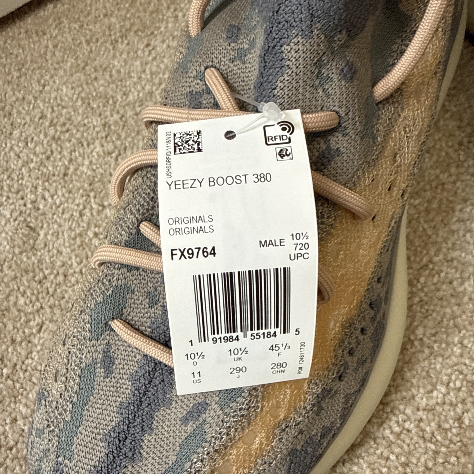 Adidas Yeezy Boost 380 Mist Non-Reflective SIZE 11 DS FX9764