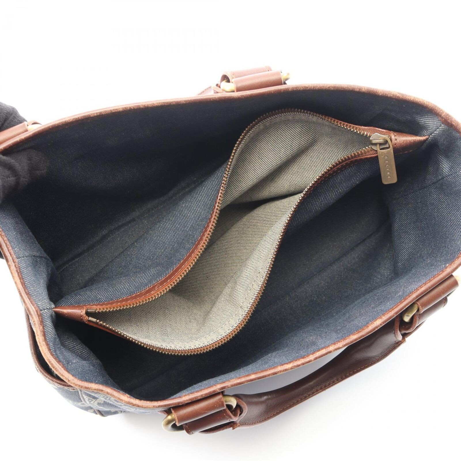CELINE Boogie Bag Paris Macadam Denim Leather Monogram Handbag Auth