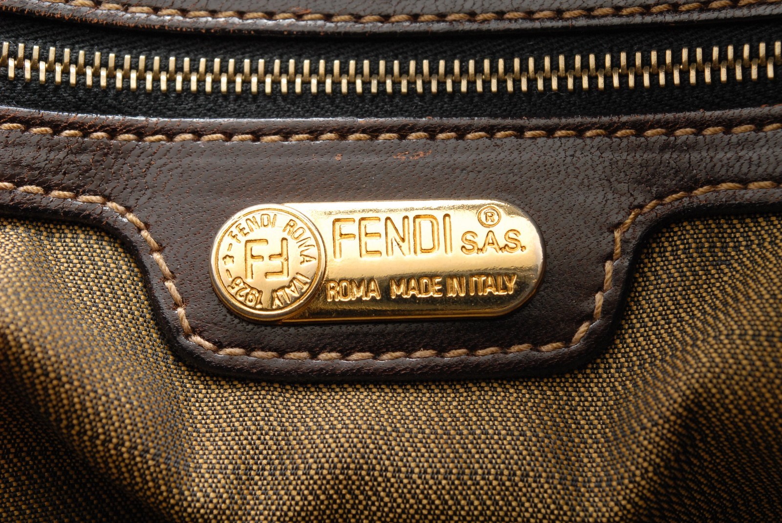 FENDI Zucca Vanity Handbag Brown Canvas