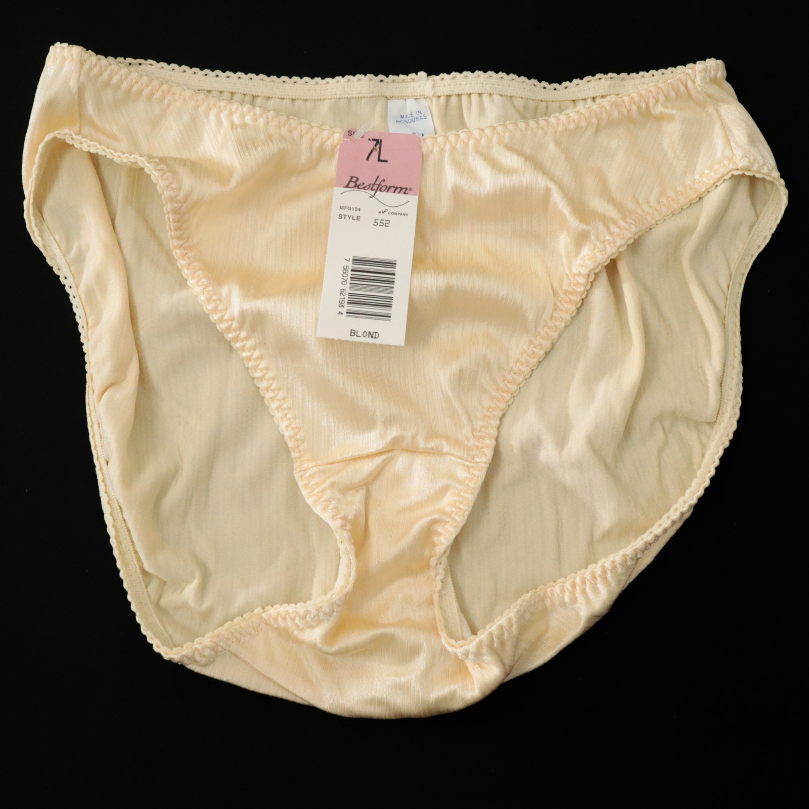NEW Bestform VTG TRUE 90s Silky Shiny Smooth Ribbed High Cut Brief Panty LARGE