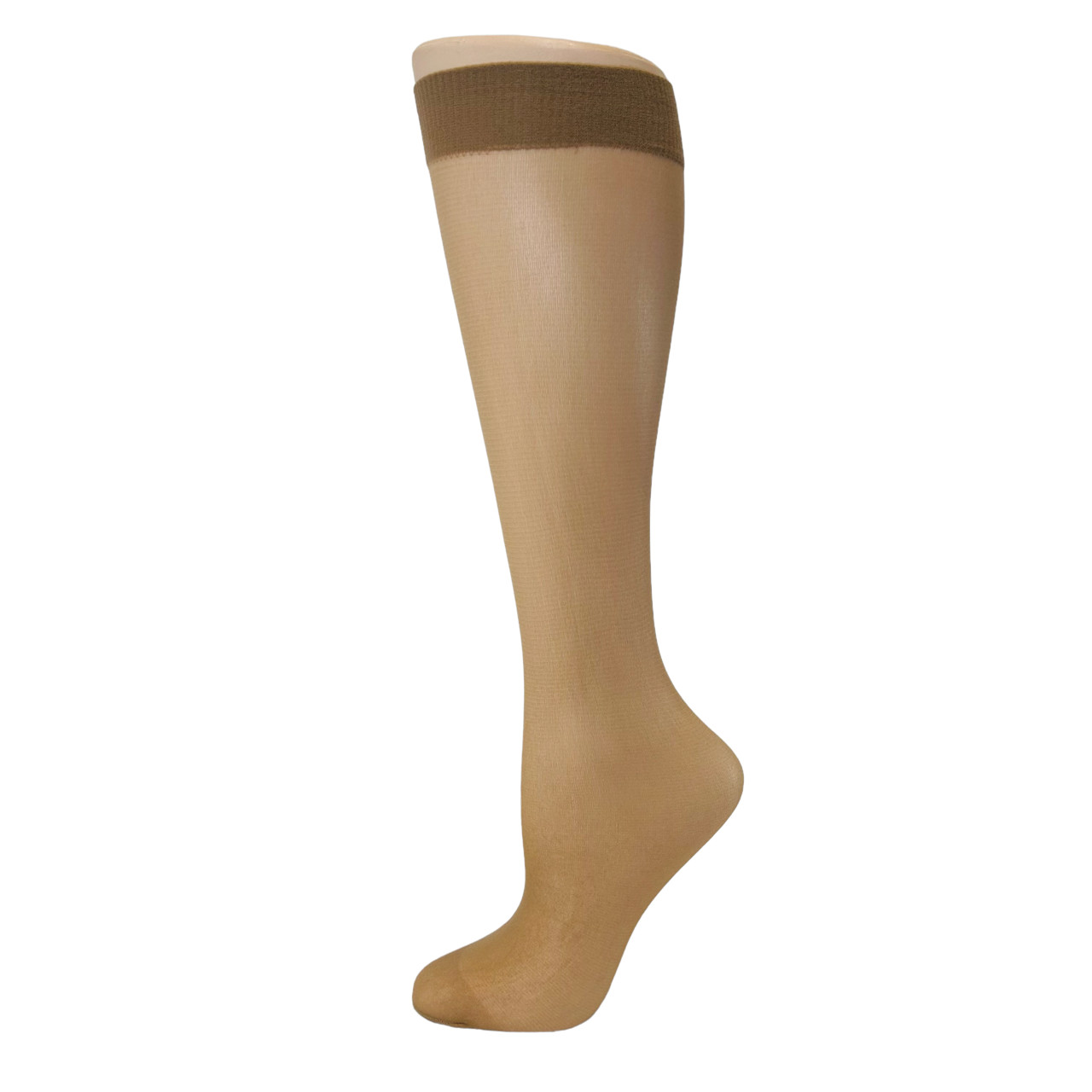 12 Pair Sheer Nylon Comfort Top Knee Highs Knee High Made In USA Choice of Color