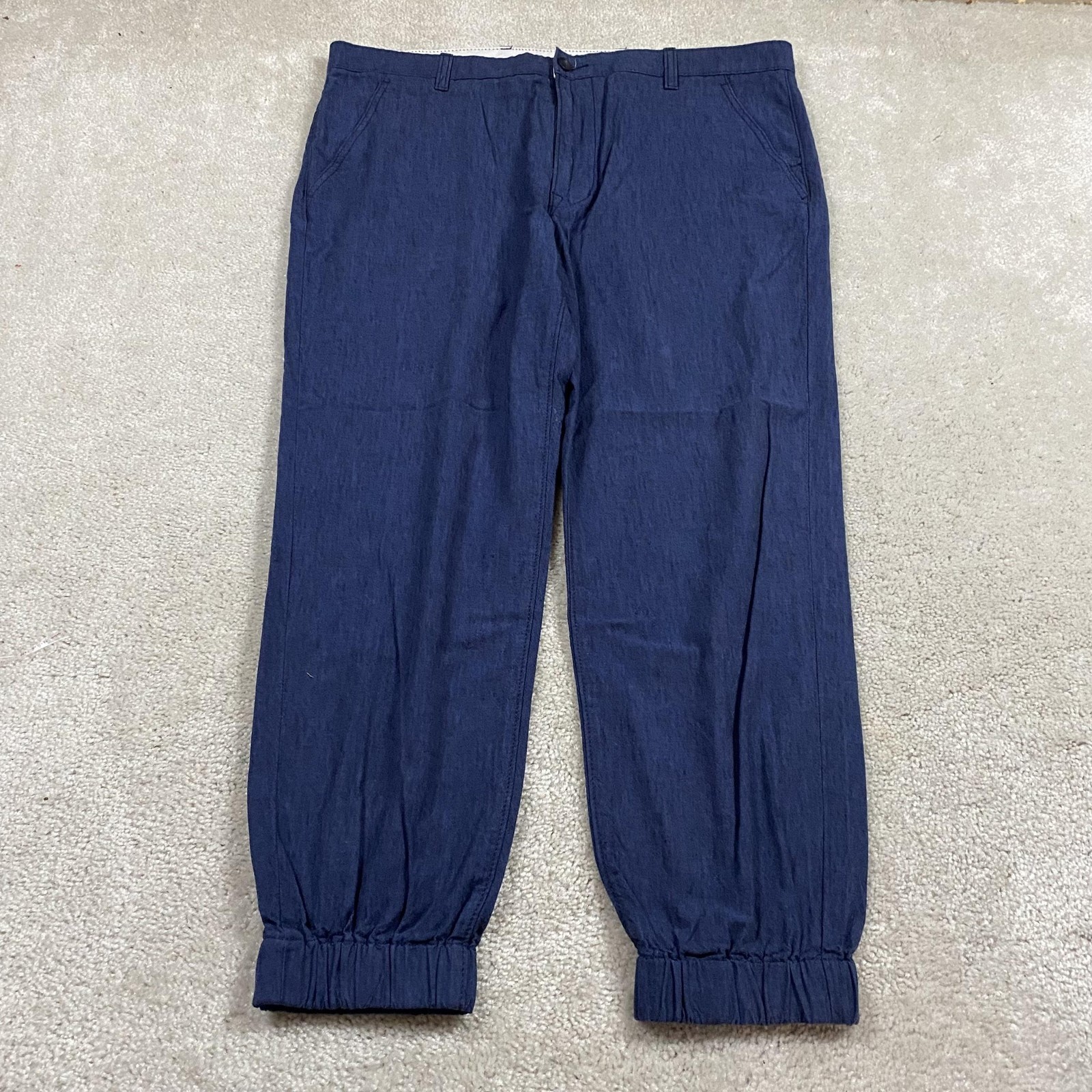 Levis Linen Pants Mens 38×30 Blue Jogger Elastic Cuff Chino School Lightweight