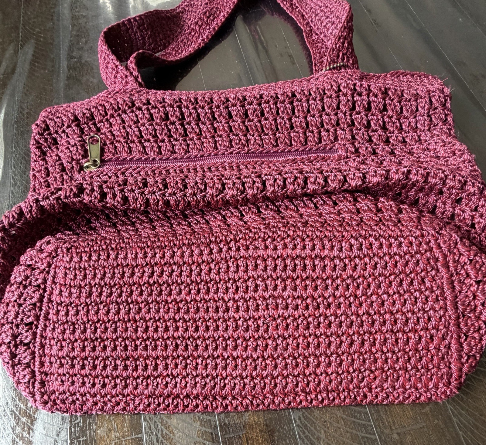 the SAK Crocheted Patterned Medium Shoulder Bag