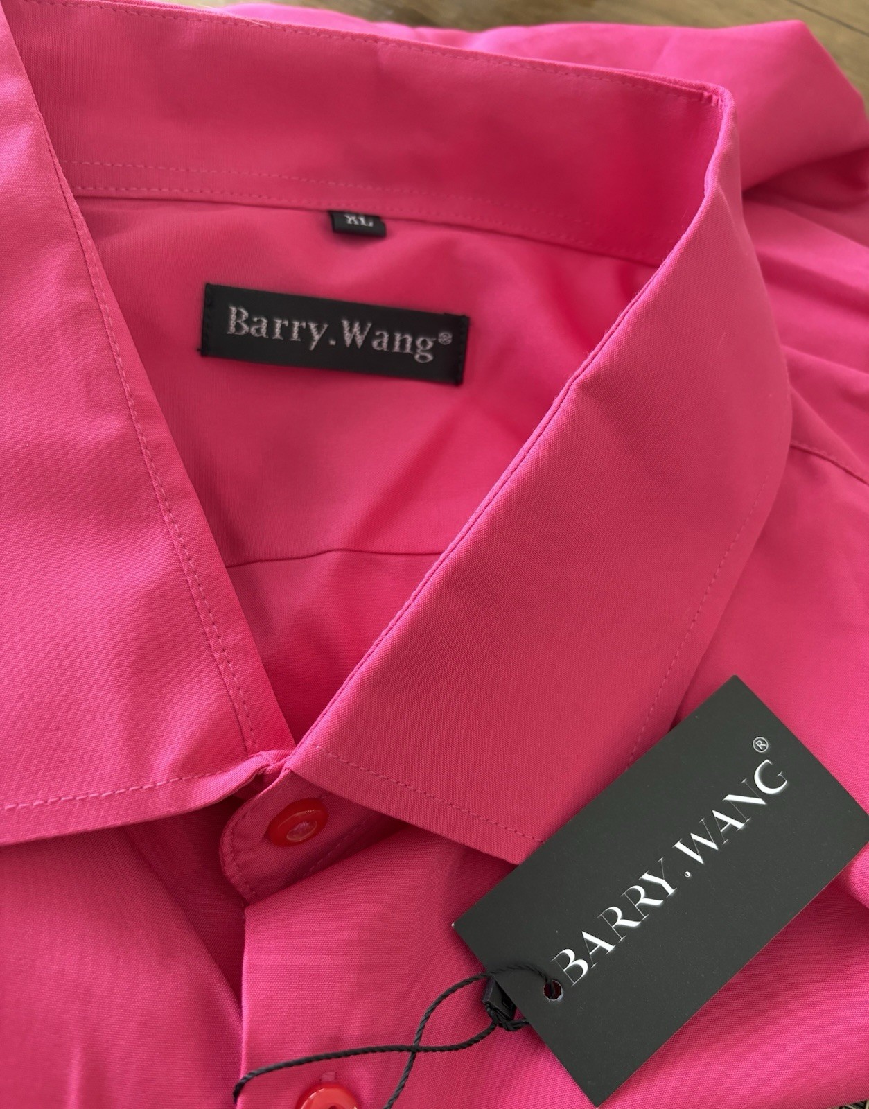 New Barry Wang Shirt Men’s XL Long Sleeve Pink Button Up