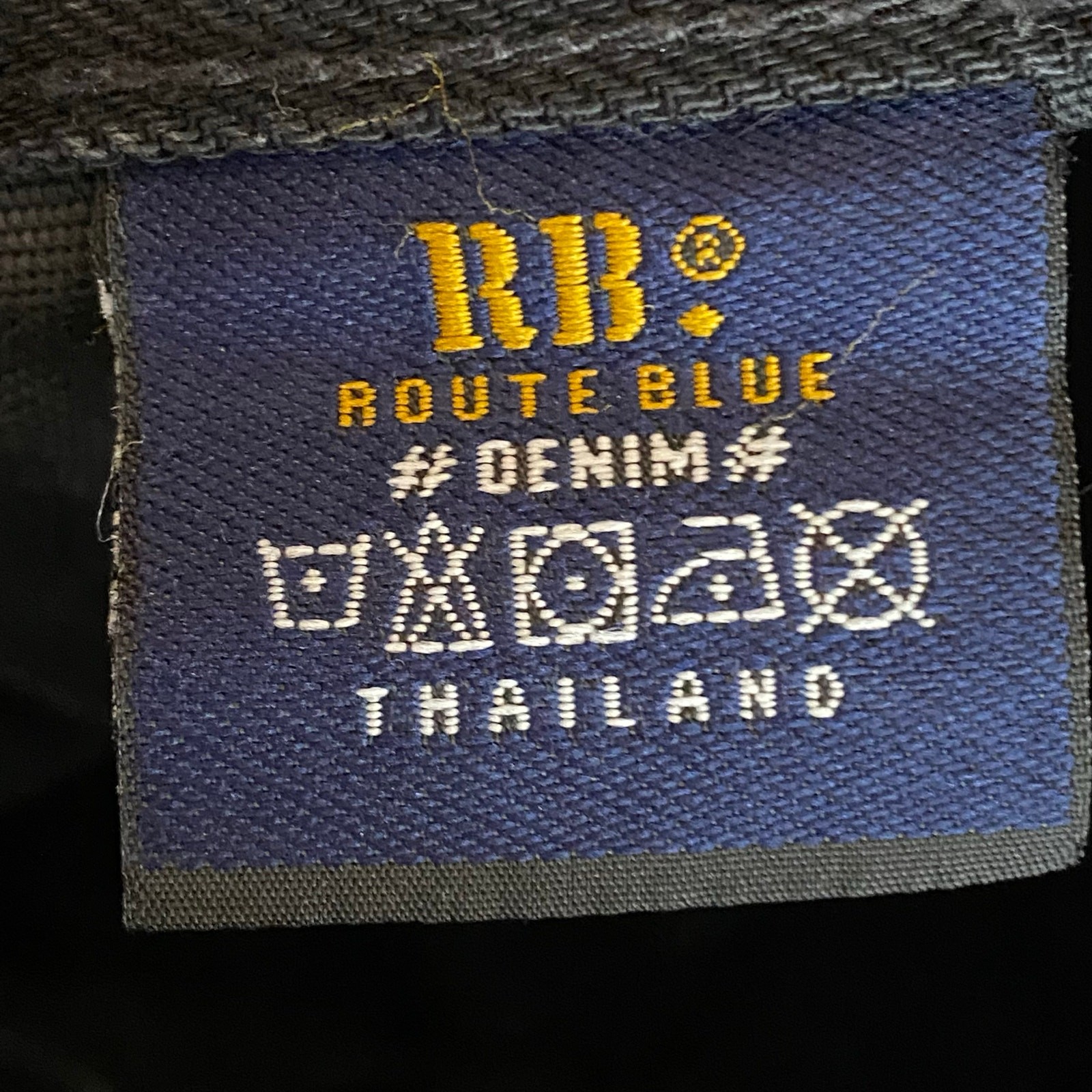 Route Blue Thailand Rare Selvedge Jeans Mens 33 Black Button Fly Straight Leg
