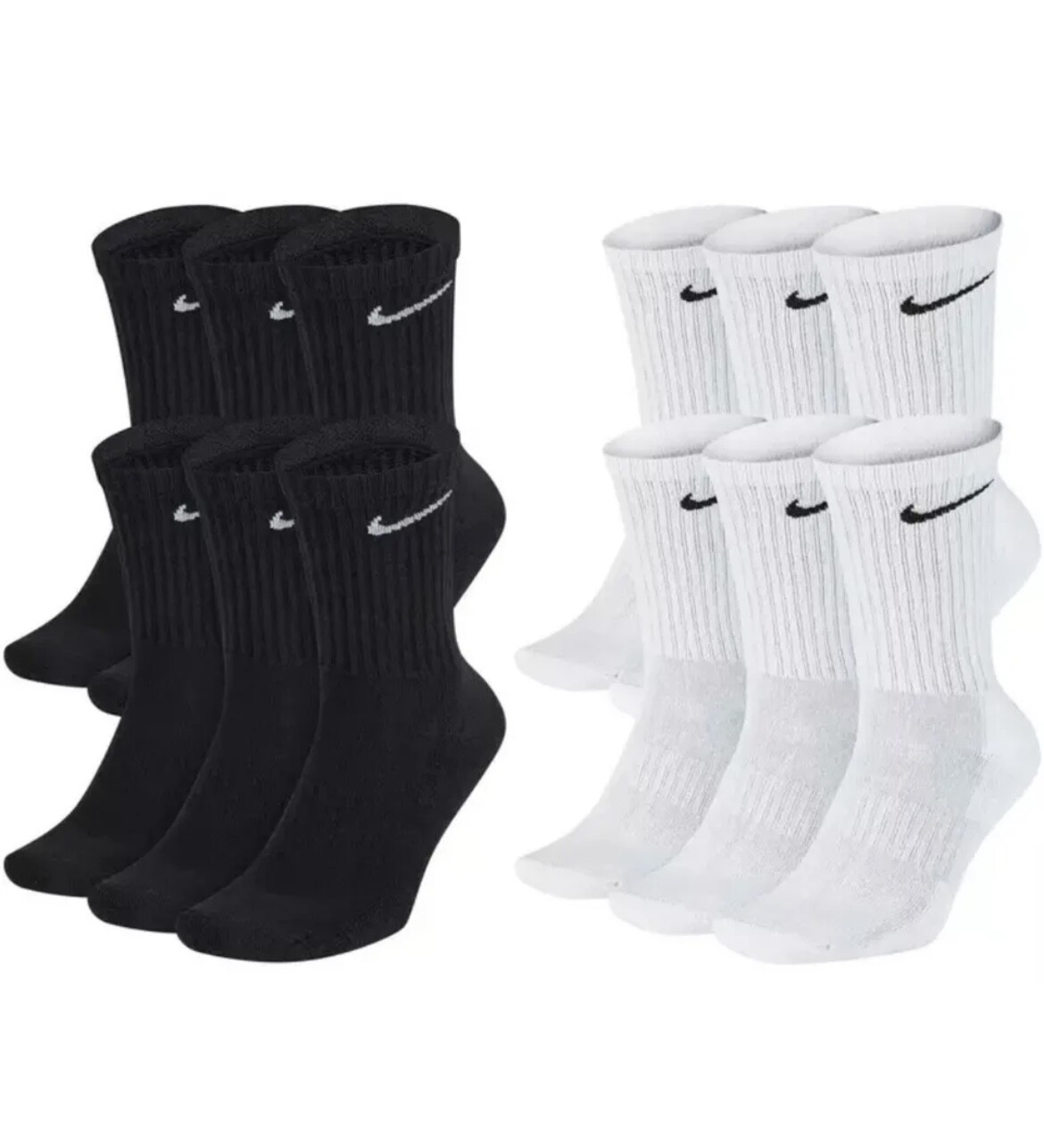 Nike Men’s 3-pack Socks Dri-Fit Everyday Cushioned Athletic Fitness Crew Socks.
