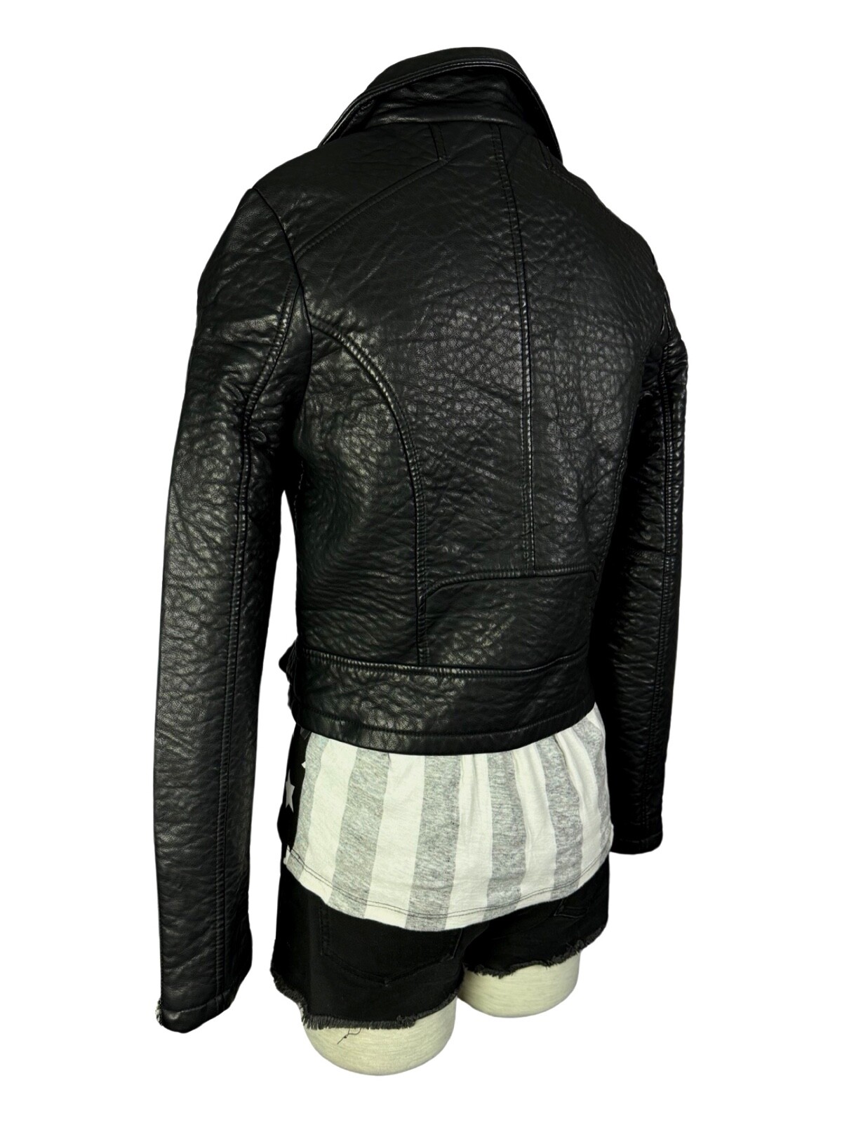 Nasty Gal Atomic Vegan Leather Moto Punk Metal Biker Rock Star Black Jacket