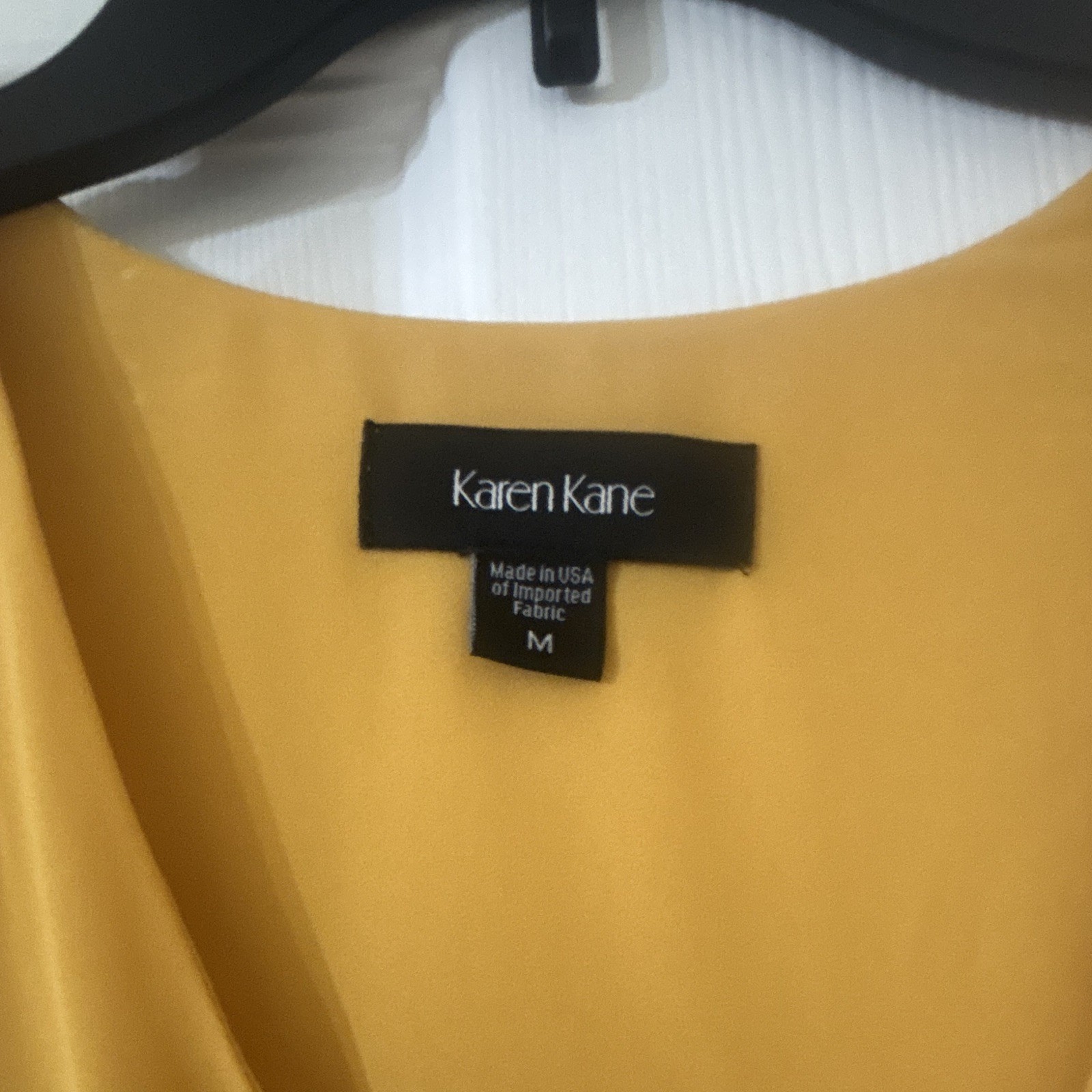 Karen Kane Women’s Yellow Solid V-Neck Ruffle Shift Dress Short M