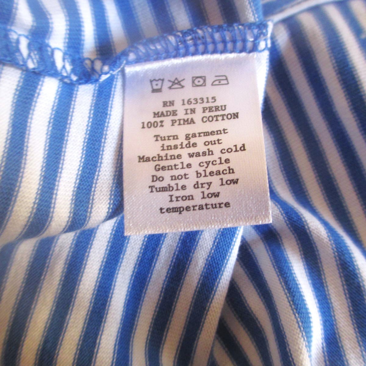 RENWICK Pima 100% Cotton Golf Polo Shirt XS Short Sleeve Cobalt White Stripe $85