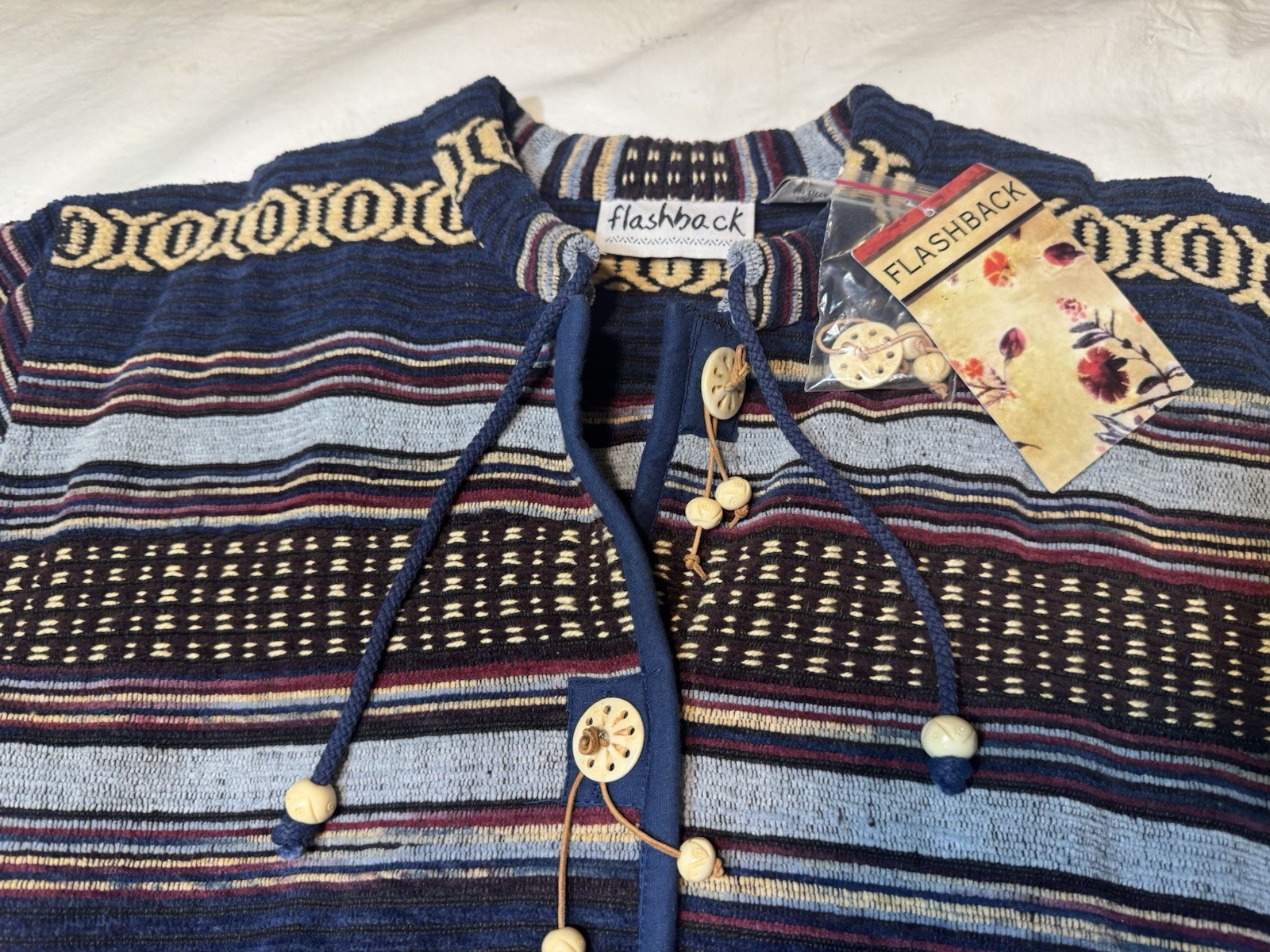 Flashback Vintage Aztec Blazer Jacket Western Button Cotton Tapestry Womens M