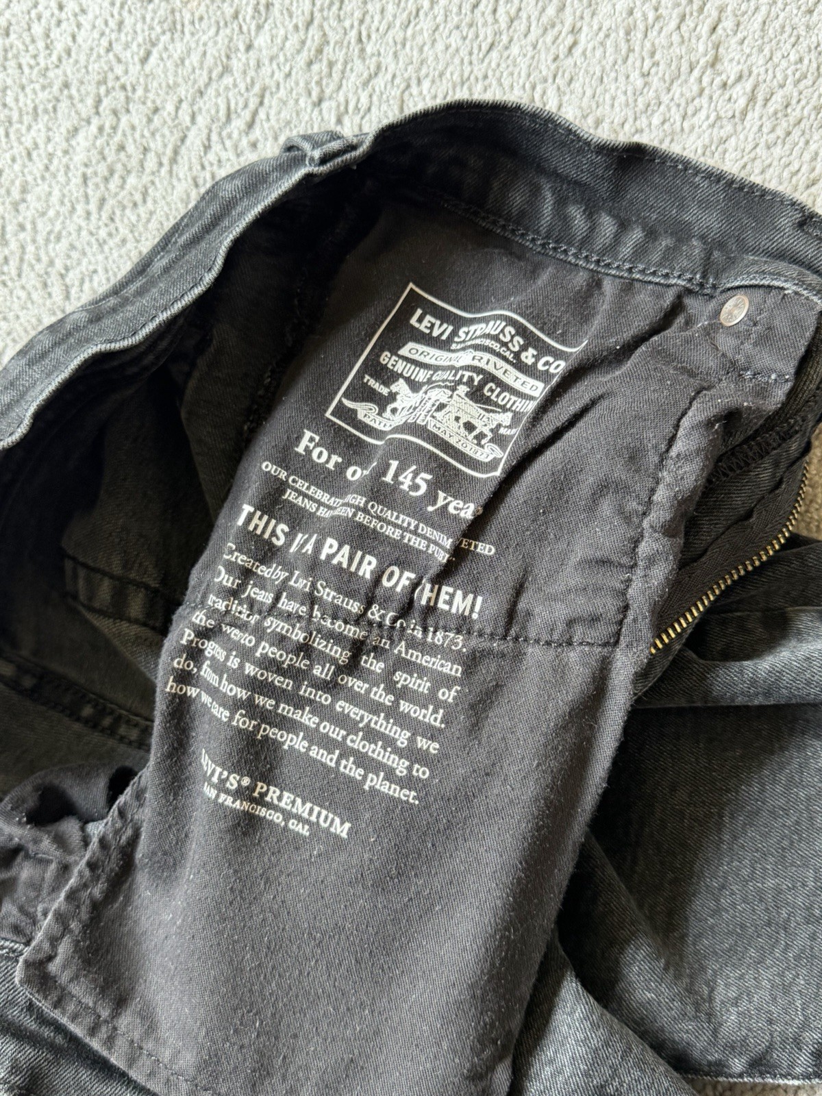 Levi’s Premium 513 Black Denim Jeans Stretch Slim Straight Mens 32×32
