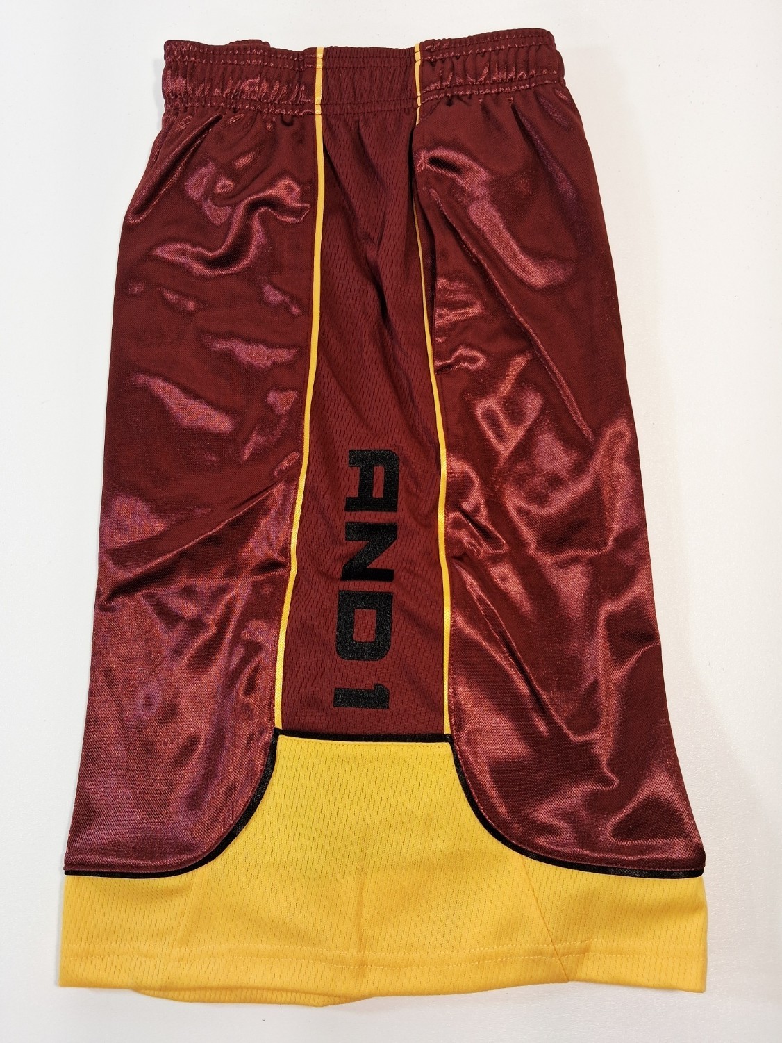 And1 Mens Basketball Gym Workout Shorts Yellow Burgandy Black SIZES M L XL 2X 3X