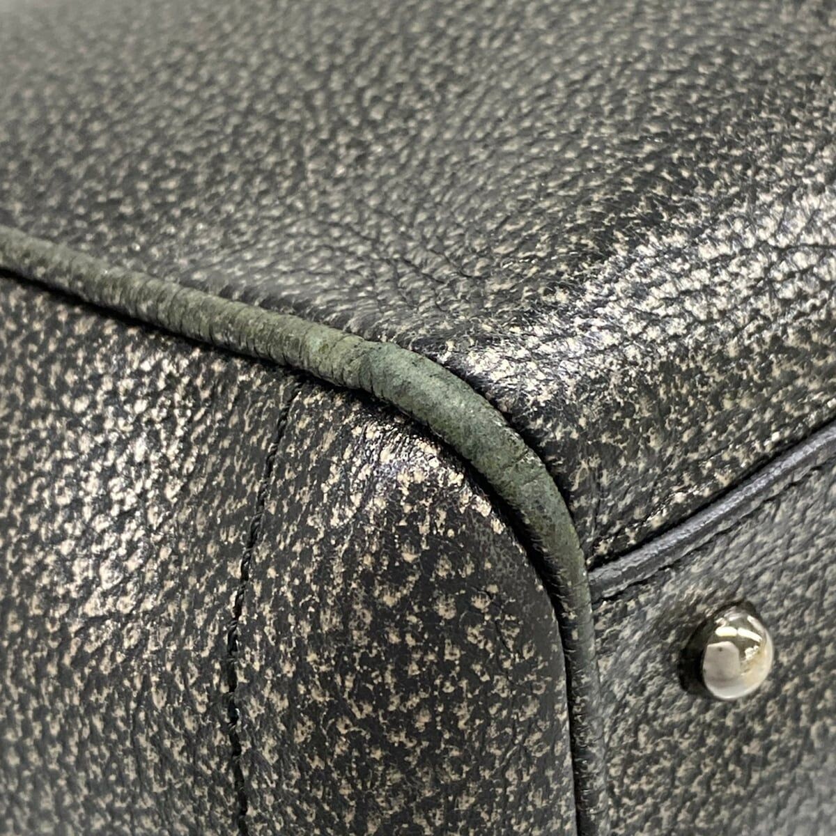 LOEWE Heritage Black Bronze Leather Tote Bag Clochette From Japan Auth
