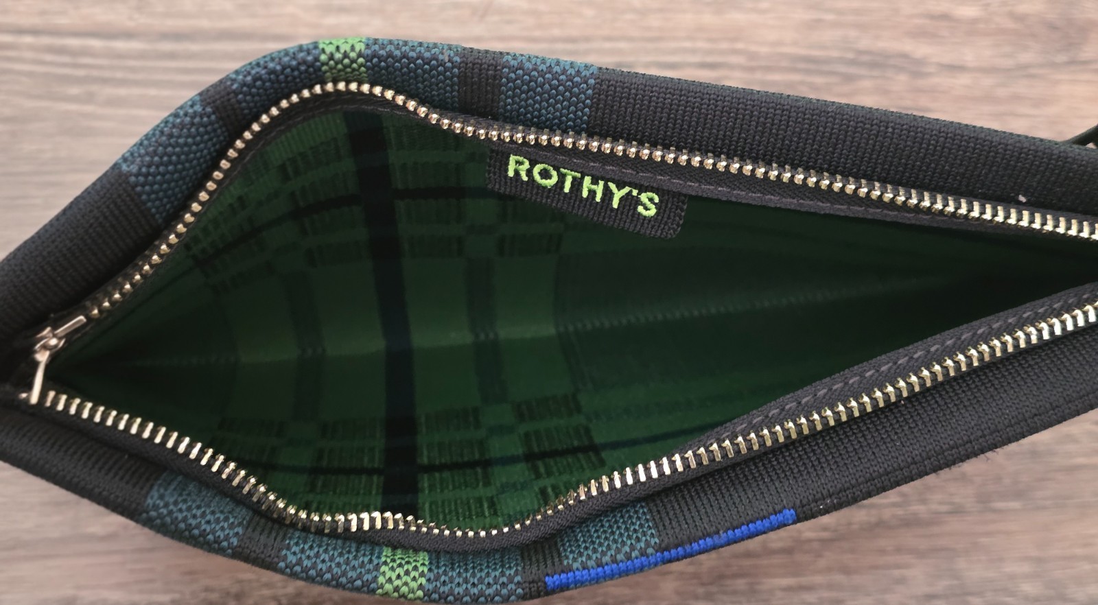 Rothy’s Pine Tree Plaid Wristlet-Sustainable Designer