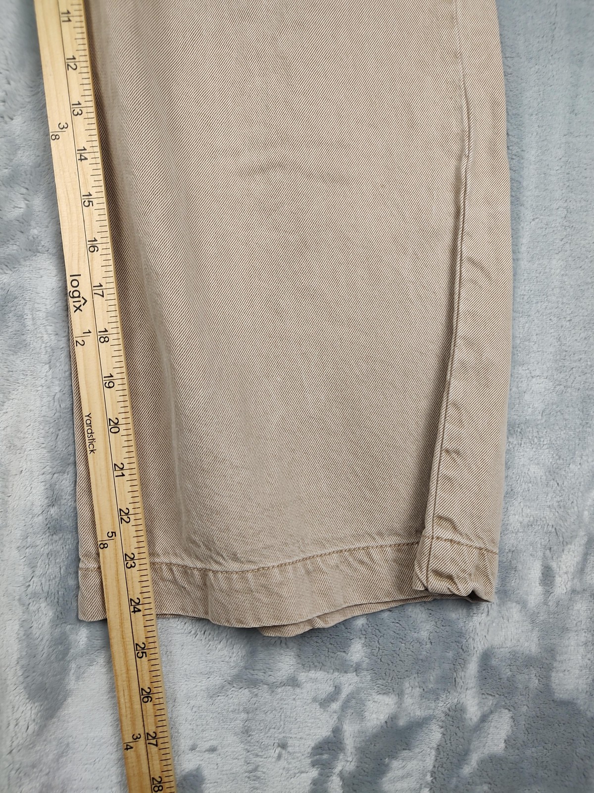 YFB Pants Womens Medium Beige Paperbag Wide Leg Cropped Twill Pockets Casual