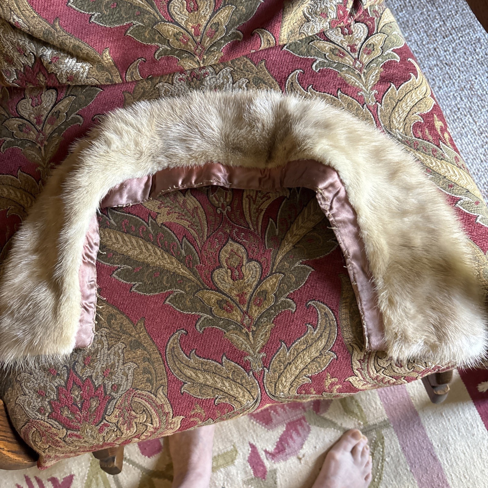 Vintage Mink Fur Scarf Collar with Lining and Coat Clips Brown No Tag 34”