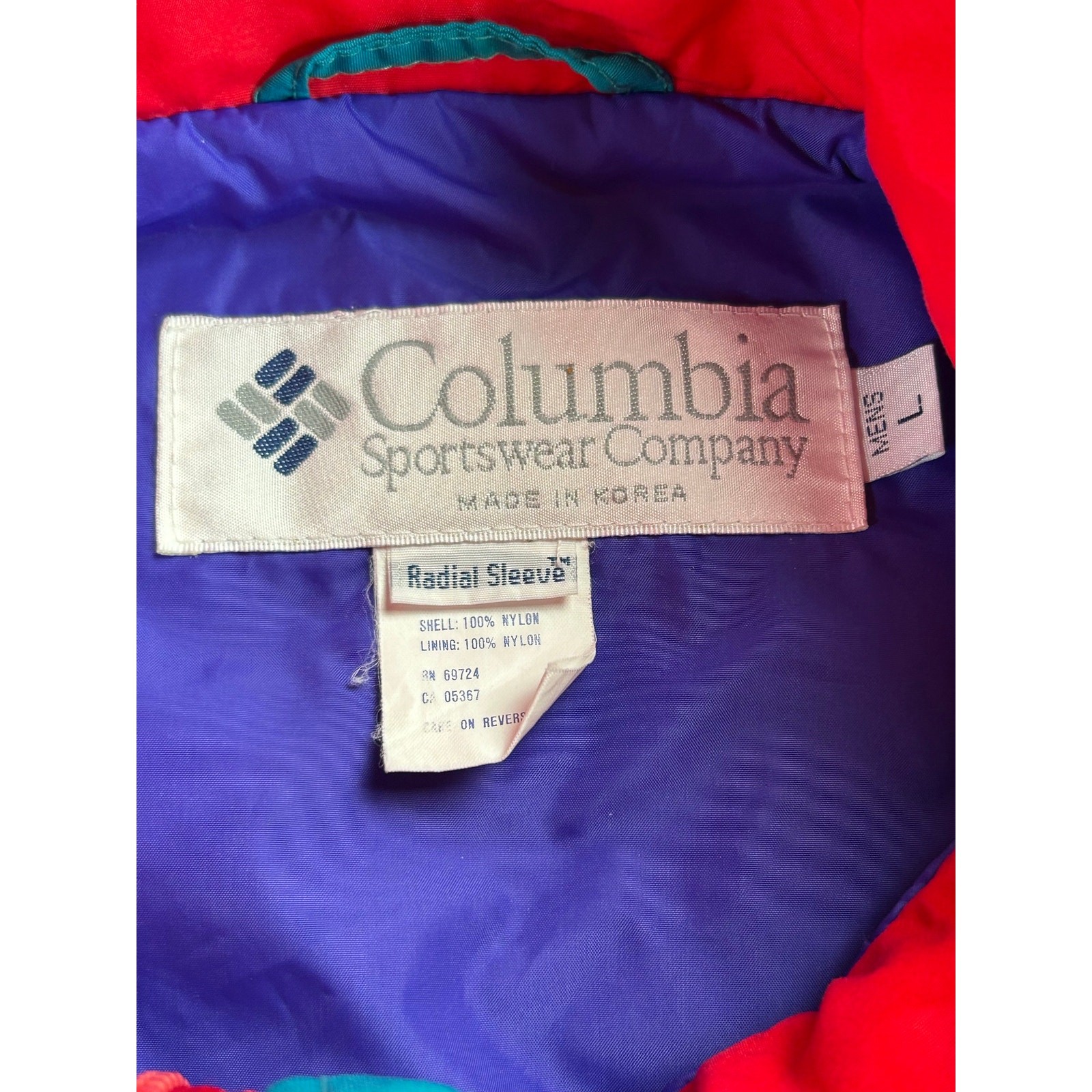 90s Vintage Columbia Powder Keg Ski Jacket Men’s Large Red Purple Made in Korea