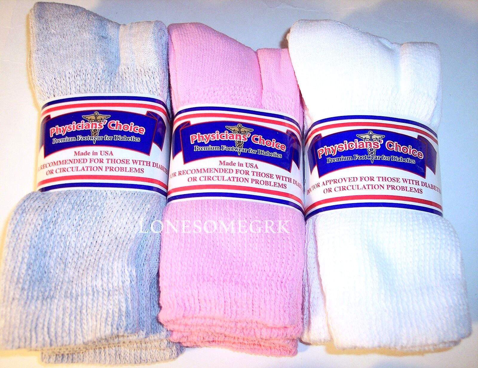 Womens Physicians Choice Diabetic Cotton Crew Socks – Choose Color US Made lot
