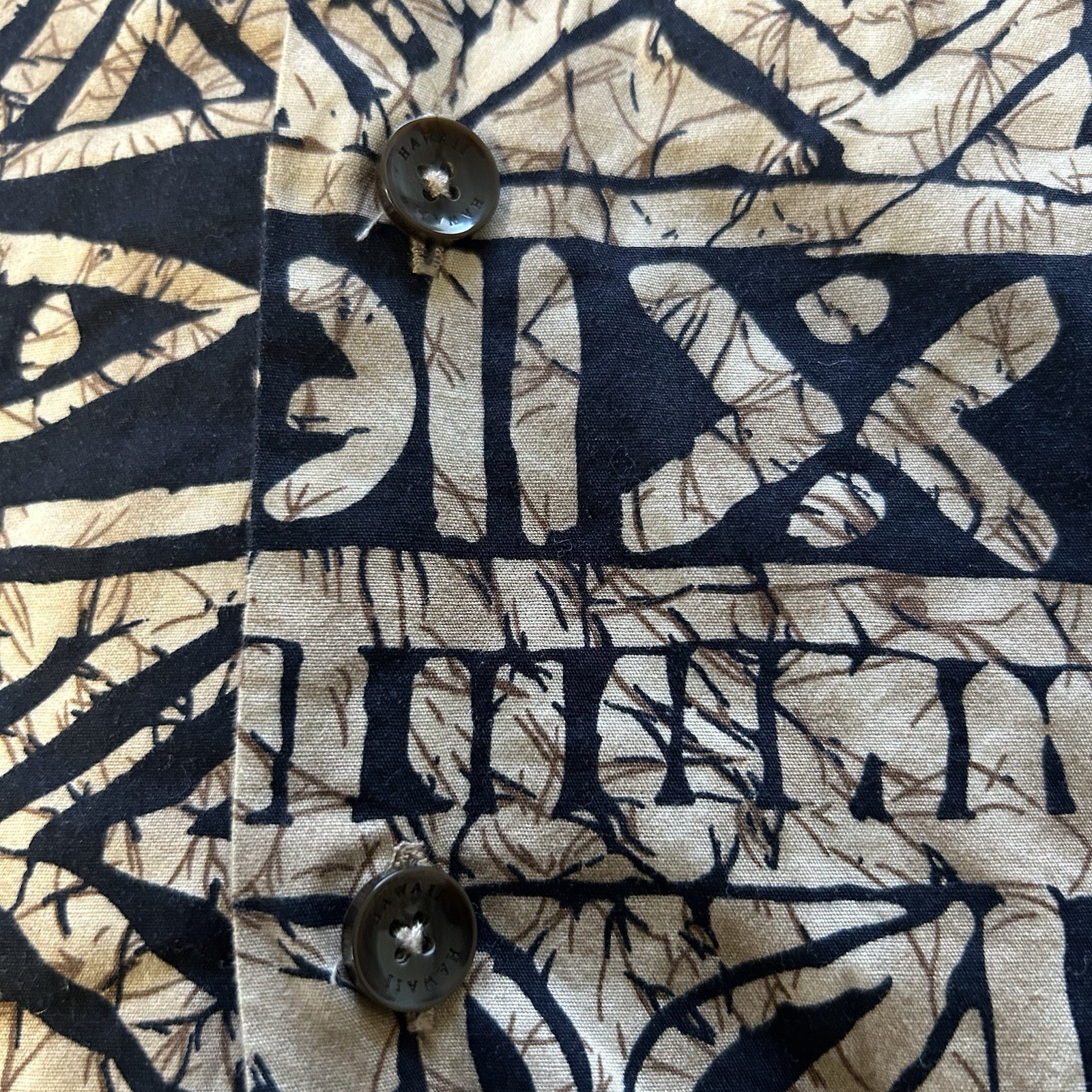 Favant Hawaiian Aloha Shirt Mens M Tapa Honu Fish Pattern Matched Pocket Cotton
