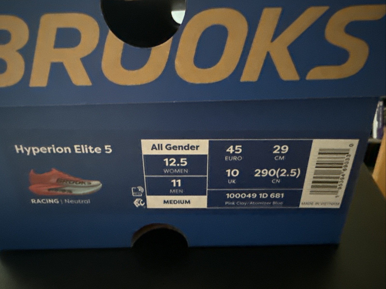 Brooks Hyperion Elite 5 Pink Clay Atomizer Blue Running Shoe Size 11 New