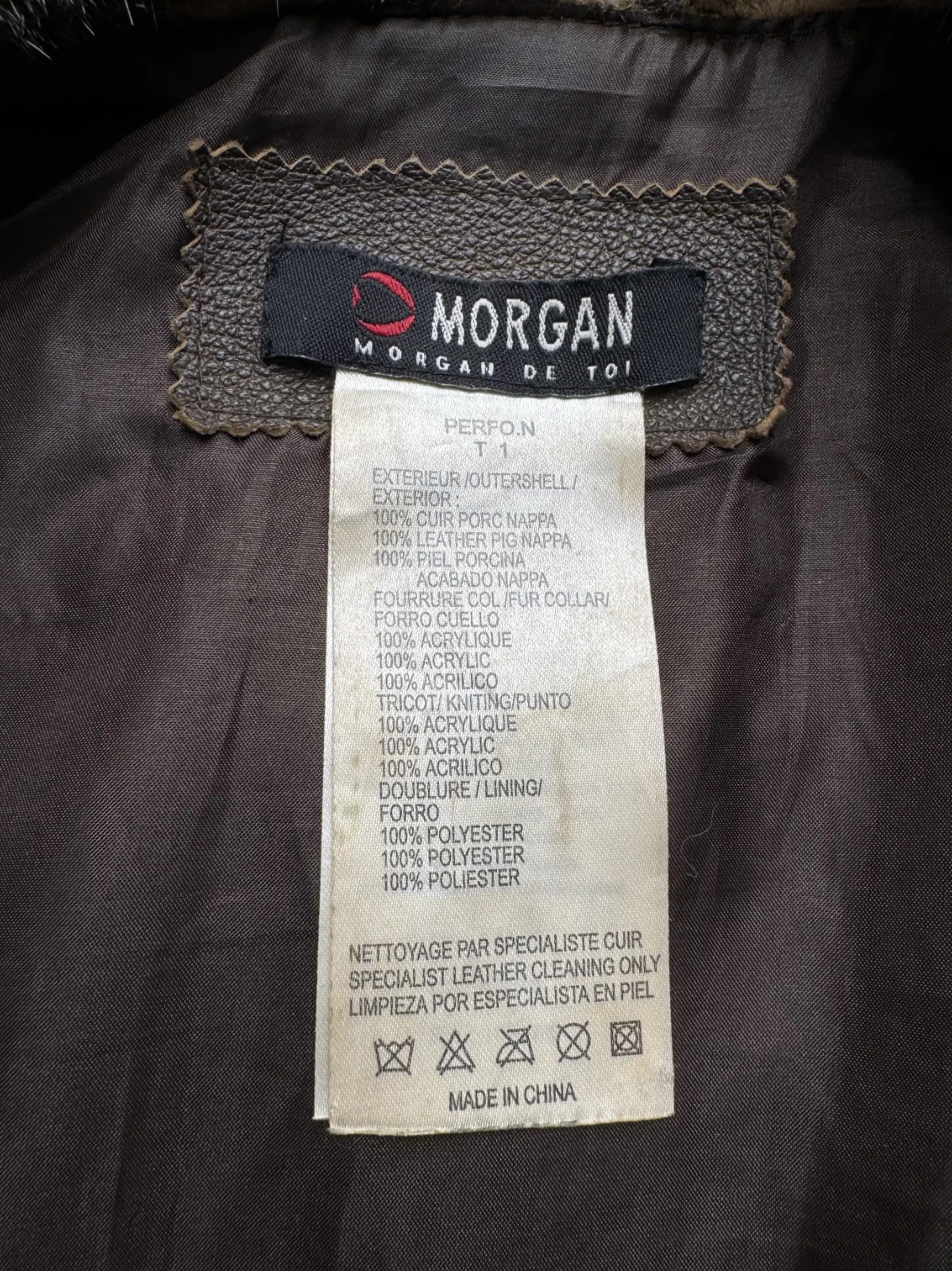 Morgan De Toi Vintage Real Leather Faux Fur Collar Biker Jacket Women’s Size S