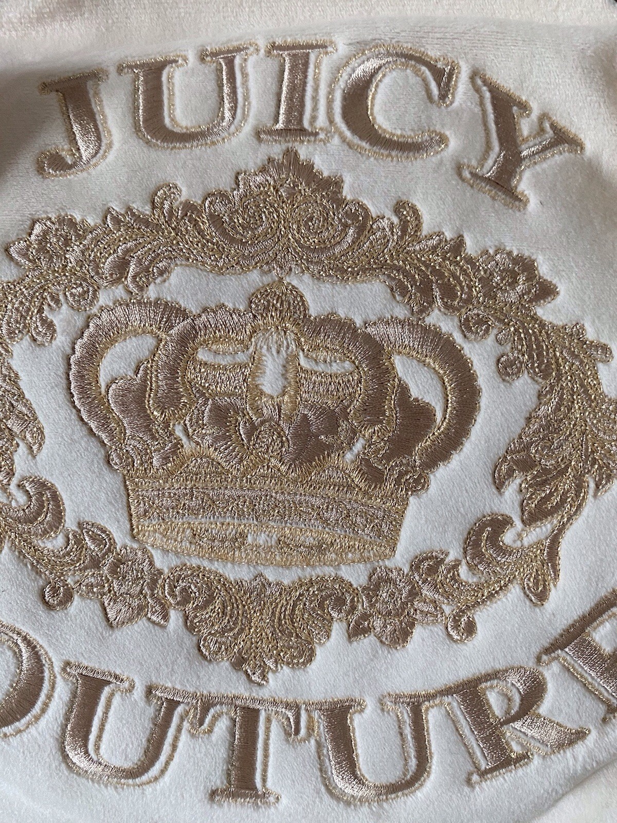Juicy Couture Falling For Juicy Tote Bag Purse Velour Bows Soft White NEW