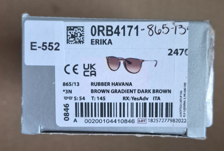 Ray Ban Erika (RB865/13) Rubber Havana 54mm/Dk Brown Gradient Womens SG