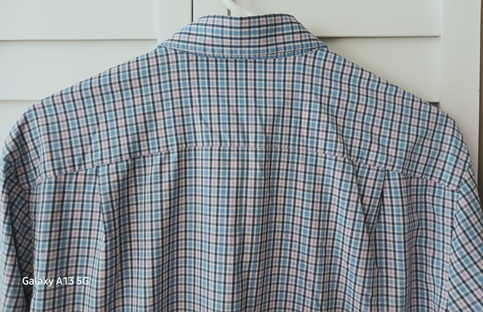 Southern Tide Intercoastal Blue Pink Check Nylon/Span LS Shirt Logo Men’s M EUC