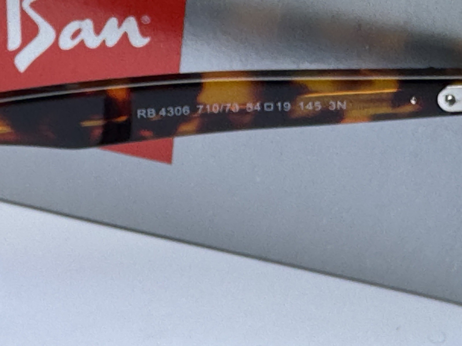 NEW Ray-Ban RB4306 710/73 Polished Light Havana/B-15 Brown Sunglasses 54mm