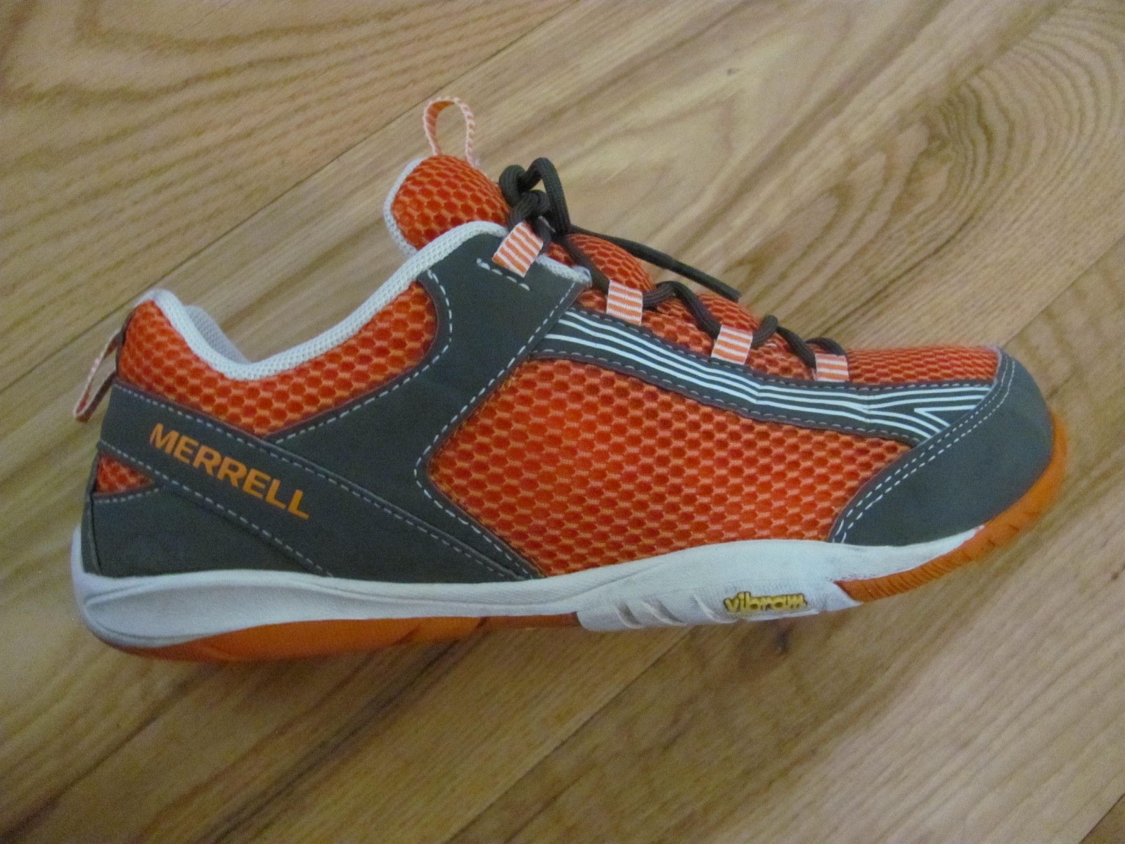Merrell Orange Flux Glove Minimalist Shoes Synthetic Mesh Upper Lace Up Kids 6