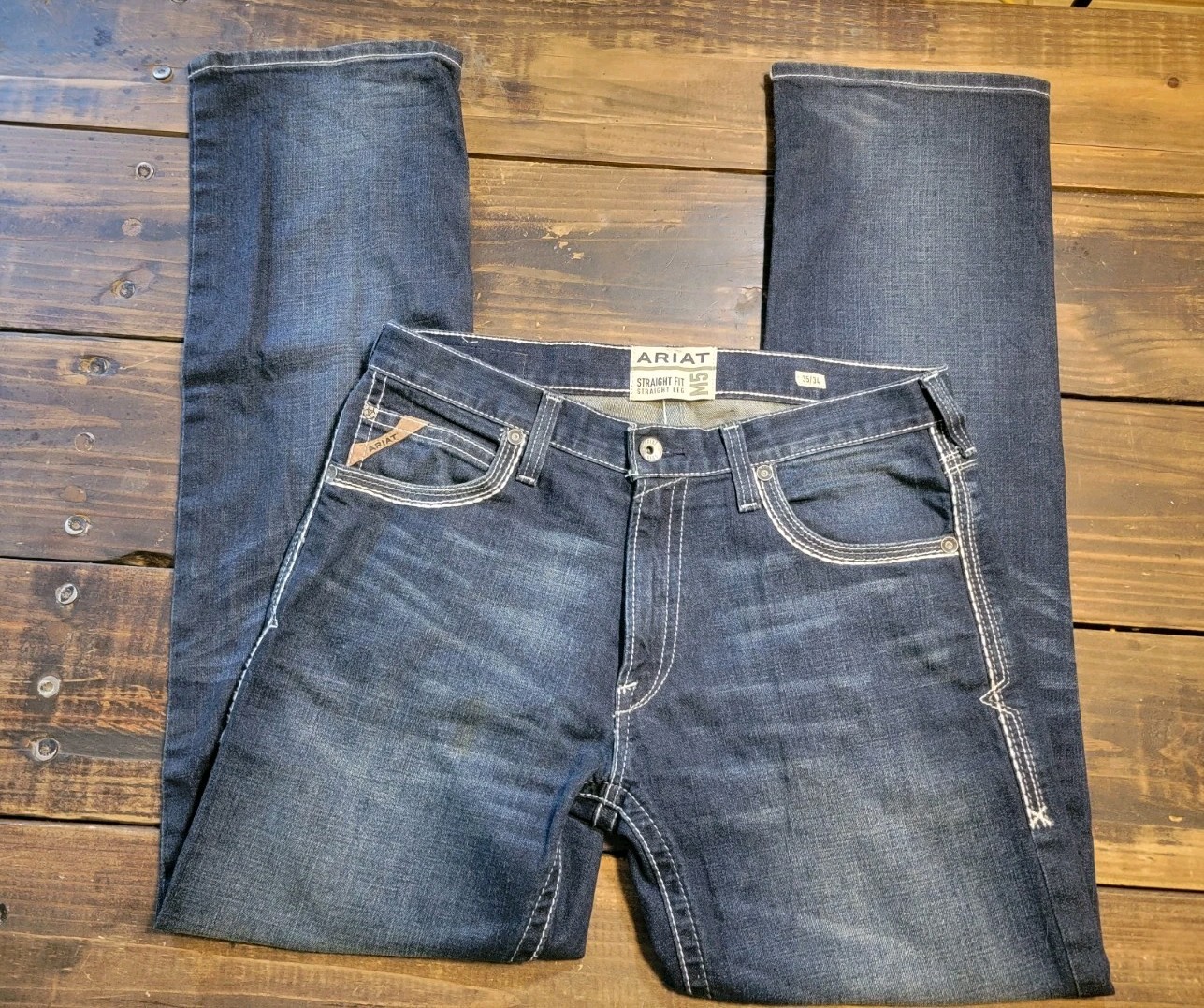 Ariat M5 Slim Straight Blue Jeans Men’s 35×34 Dark Washed Denim Like New