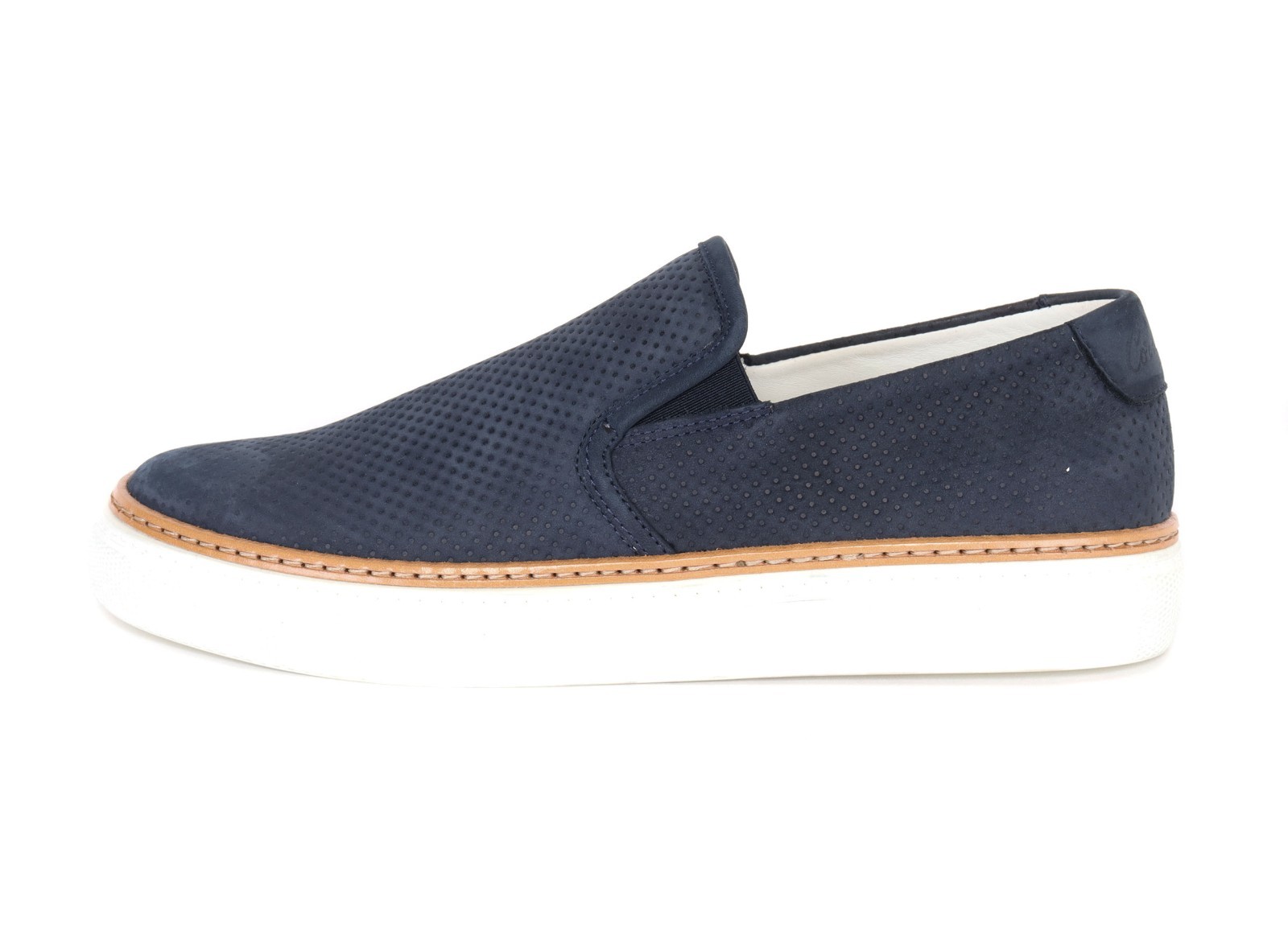 NWT CORNELIANI SLIP-ON SNEAKERS ID navy blue nabuck luxury Italy EU 7 1/2