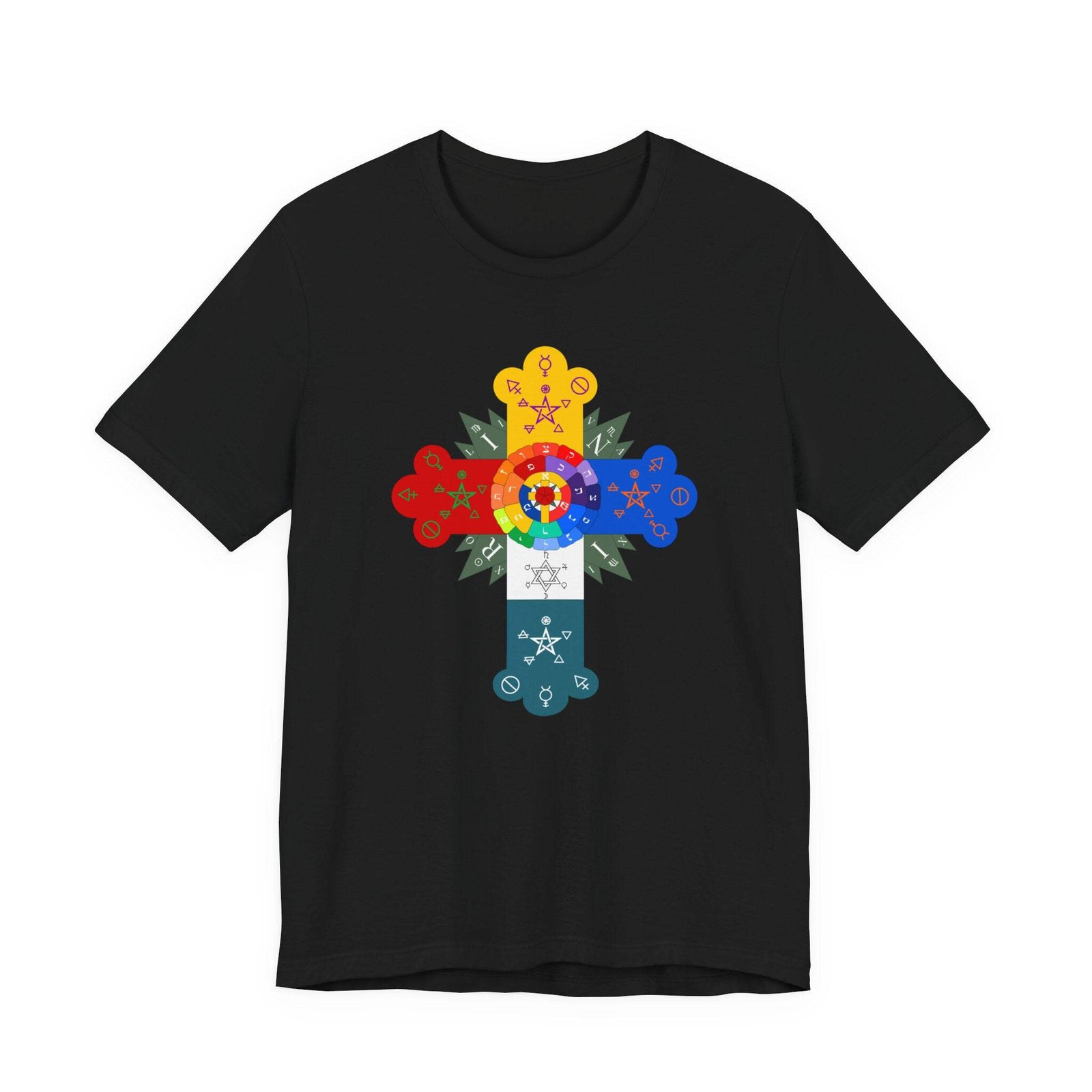 Rosy Cross Esoteric Symbols Graphic T-Shirt | Occult Art Tee