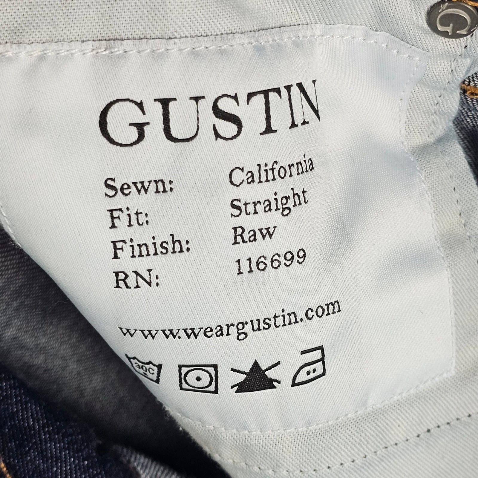 Gustin Jeans Mens 34 Blue Straight Raw Selvedge Denim Made in USA California